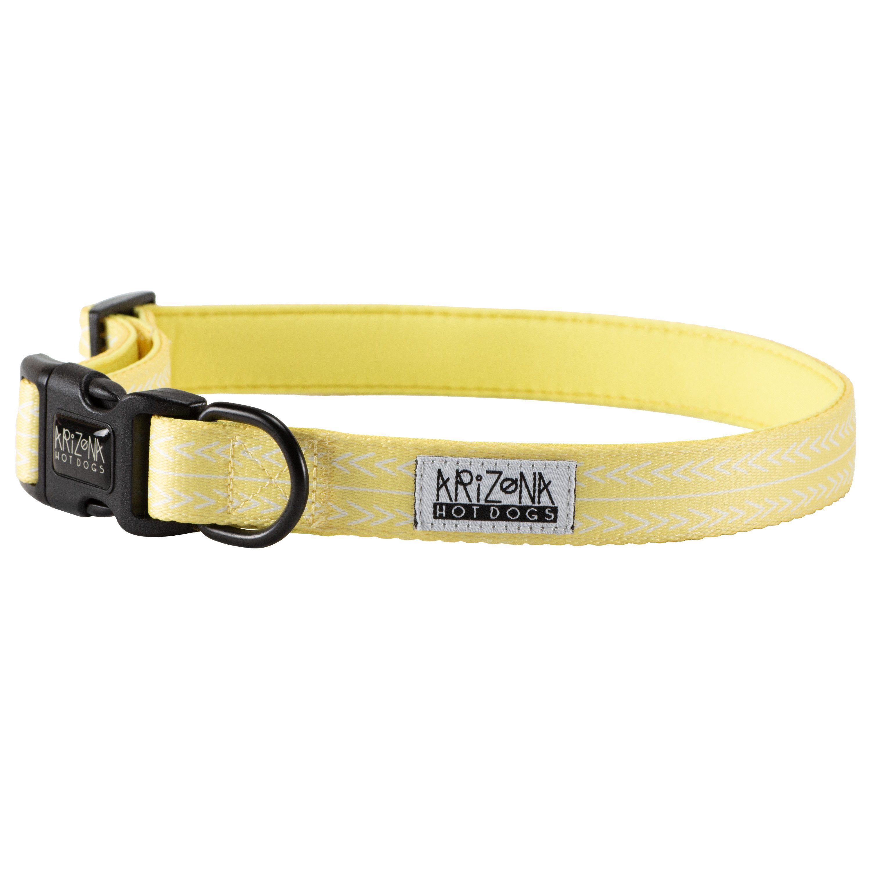 ARIZONA HOT DOGS Hunde-Halsband Nylon & Neopren, Arizona Hotdogs Lemon Gelb, L