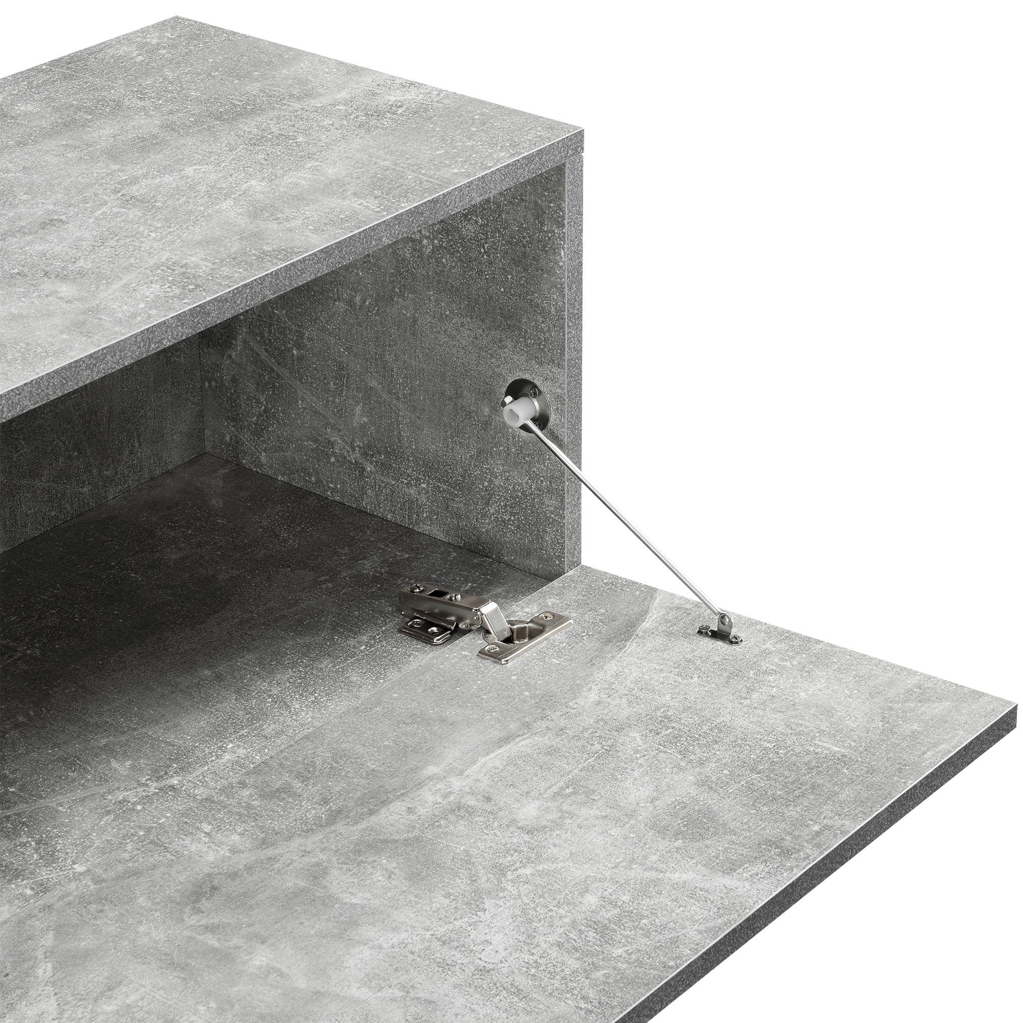 en.casa Hängeschrank »Evaton« TV Lowboard 140cm, 2 Ablagefächer, Betonoptik