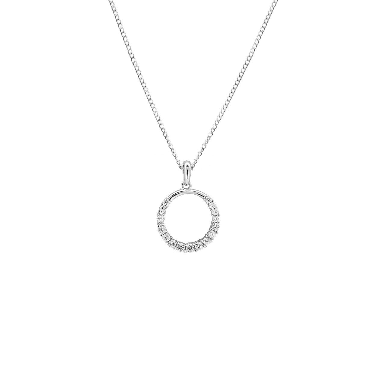 ALEXANDER YORK Kette mit Anhänger CIRCLE ZIRKONIA rhodiniert, 2-tlg., 925 Sterling Silber
