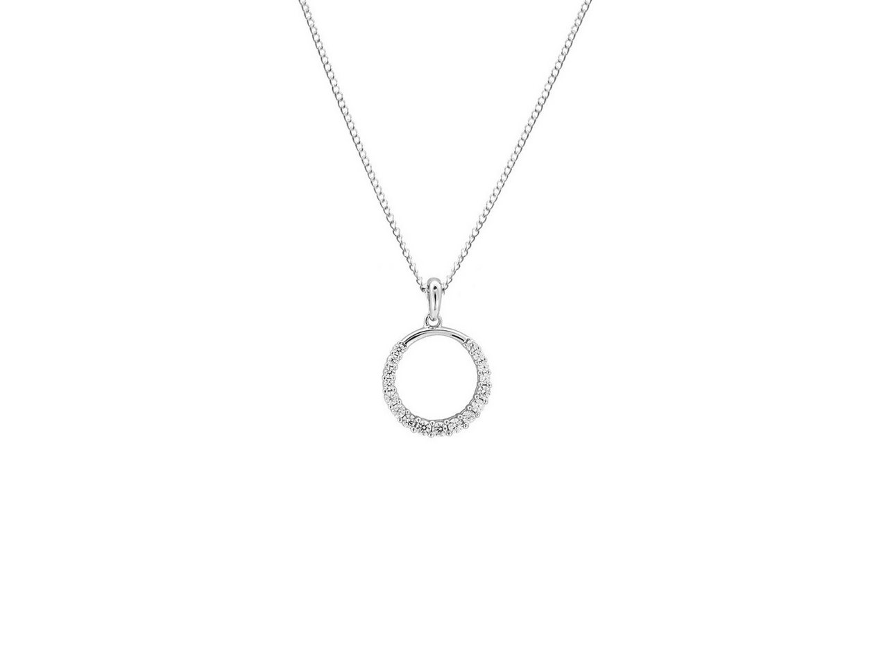 ALEXANDER YORK Kette mit Anhänger CIRCLE ZIRKONIA rhodiniert, 2-tlg., 925 Sterling Silber