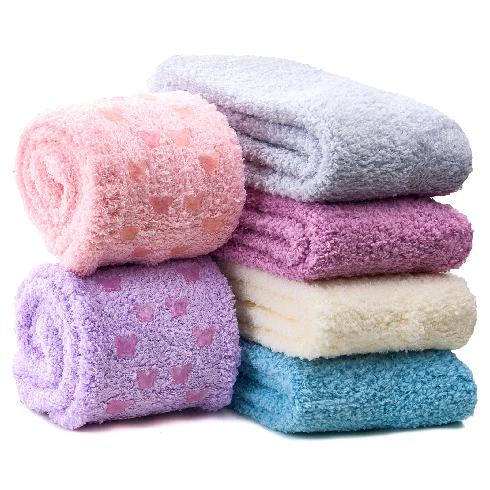 sockenkauf24 Kuschelsocken 6 oder 12 Paar Damen Socken mit ABS Anti Rutsch Sohle (6-Paar, Größe 35-42) - 37417 WP