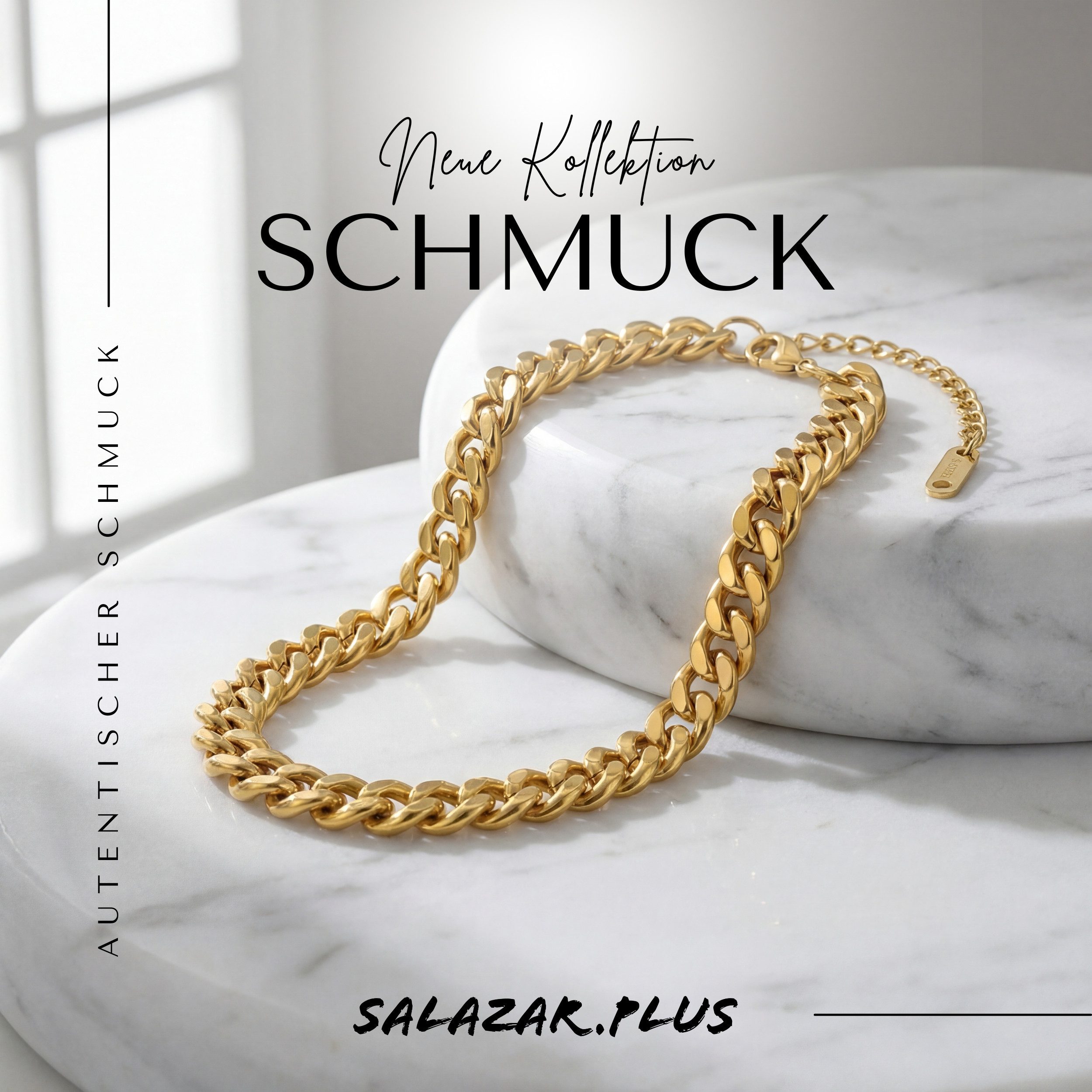 salazar.plus Gliederarmband Luxus Damen Herren Glieder Armband vergoldetes Edelstahl Cuban Design