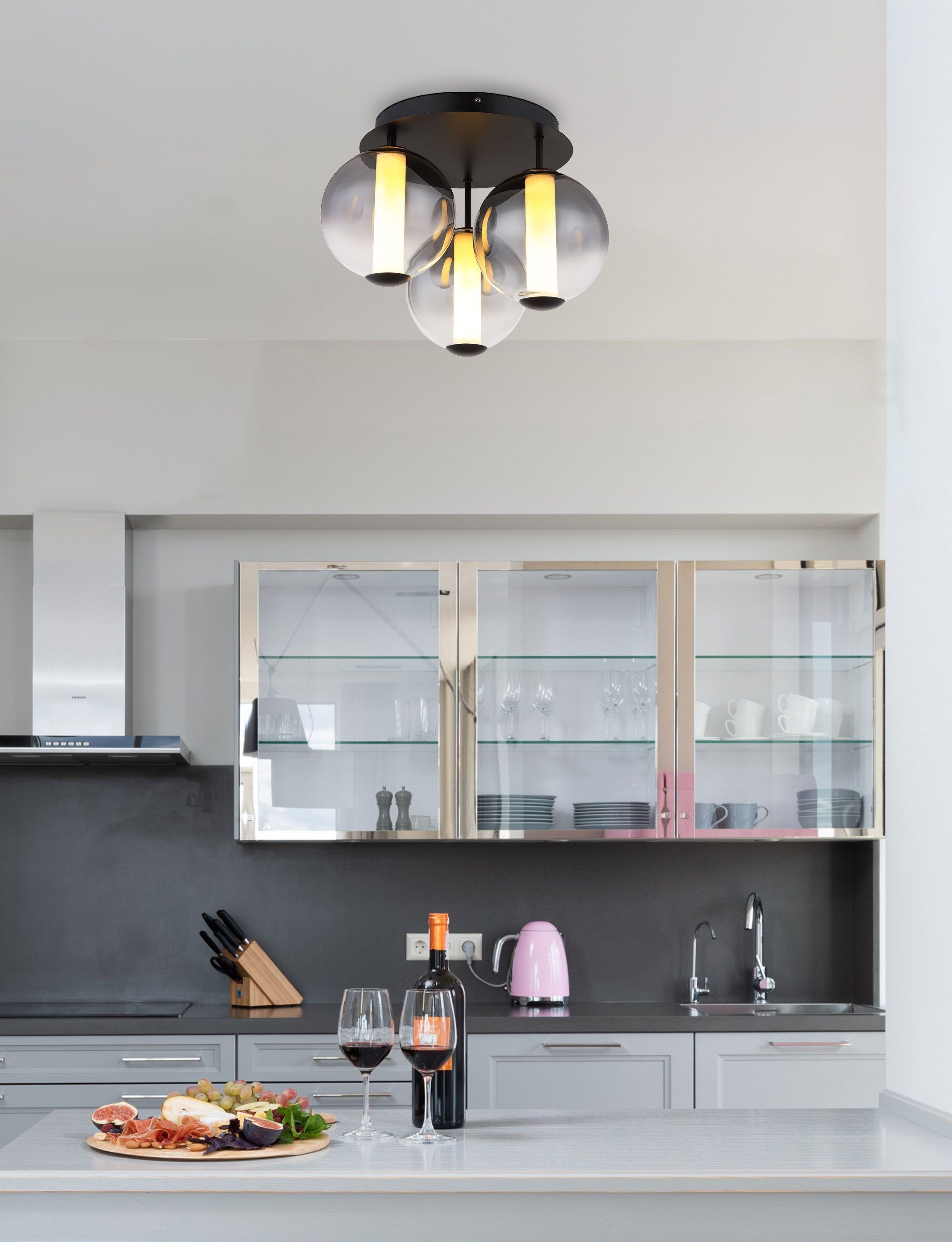 GLOBO LIGHTING Deckenleuchte LACY, LED fest integriert, Warmweiß, Deckenlampe Wohnzimmer-Leuchte Schlafzimmer-Leuchte Flur Küche