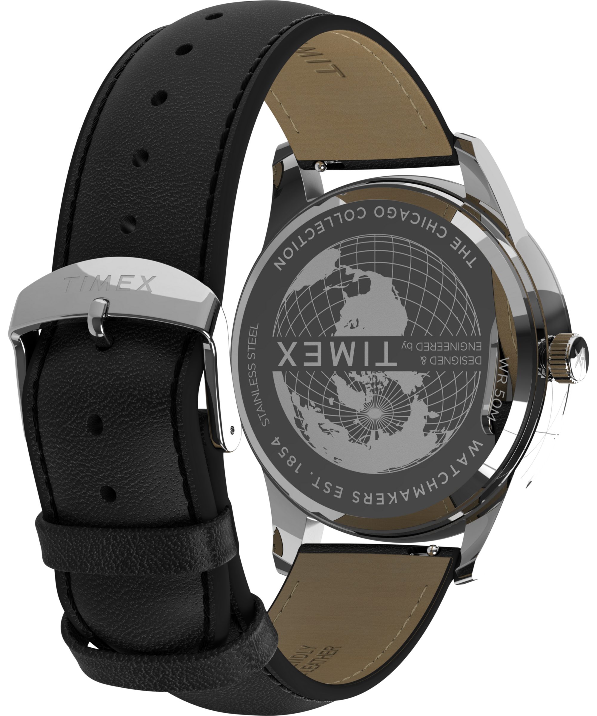 Timex Multifunktionsuhr CHICAGO TW2Y21600AJ, Quarzuhr, Armbanduhr, Herrenuhr, Lederarmband, Datum, Leuchtzeiger