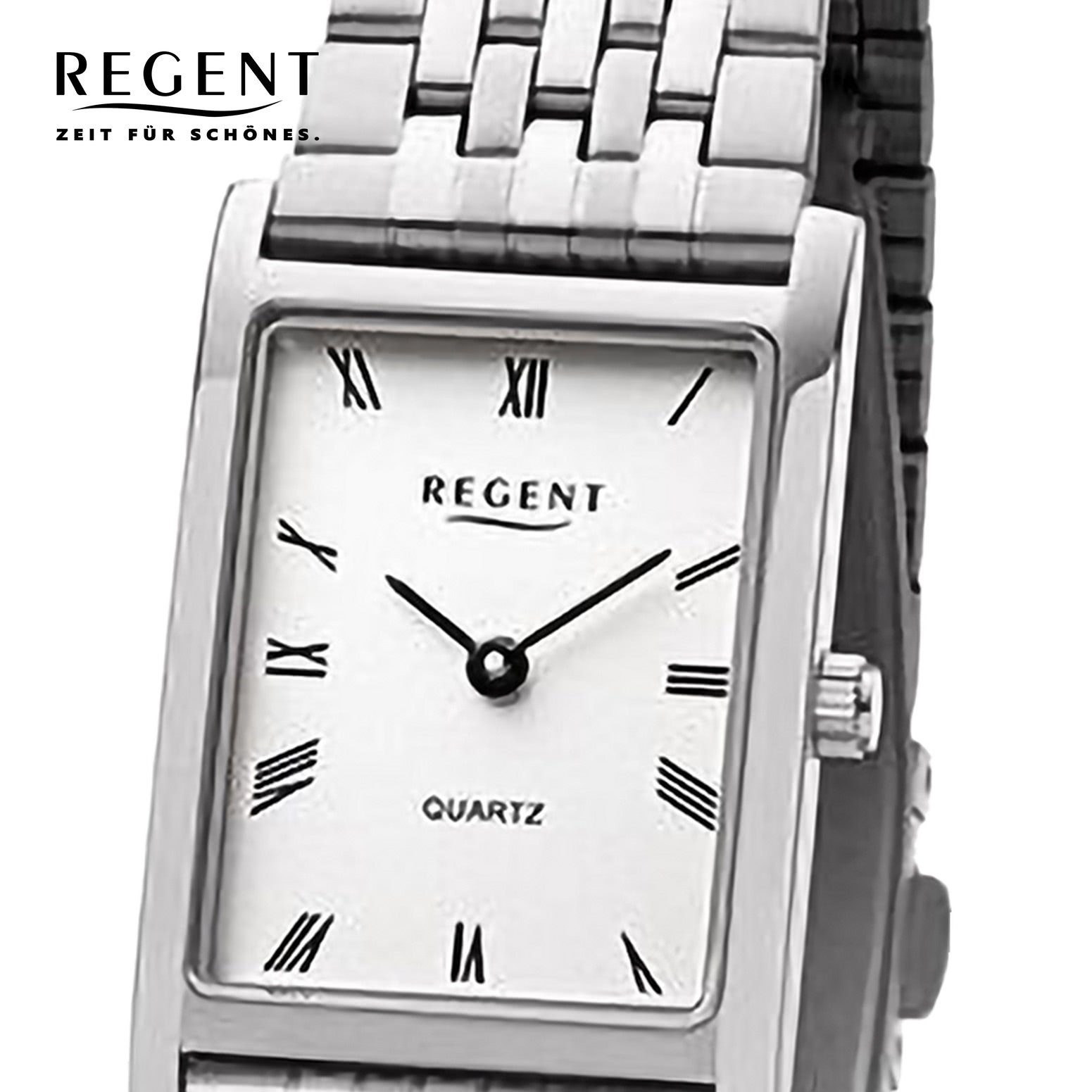 Regent Quarzuhr Regent Damen Armbanduhr Analog, (Analoguhr), Damen Armbanduhr rund, extra groß (ca. 22x34mm), Metallarmband