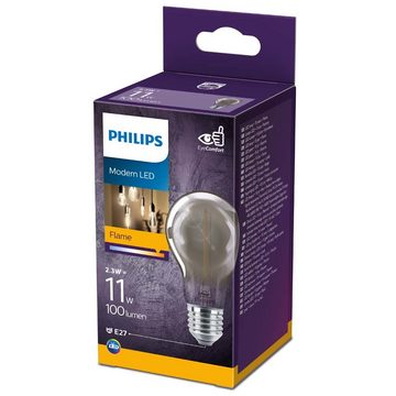 Philips LED-Leuchtmittel LED Lampe ersetzt 11W, E27 Standardform A60, Grau, warmweiß, 136 Lumen, n.v, warmweiss