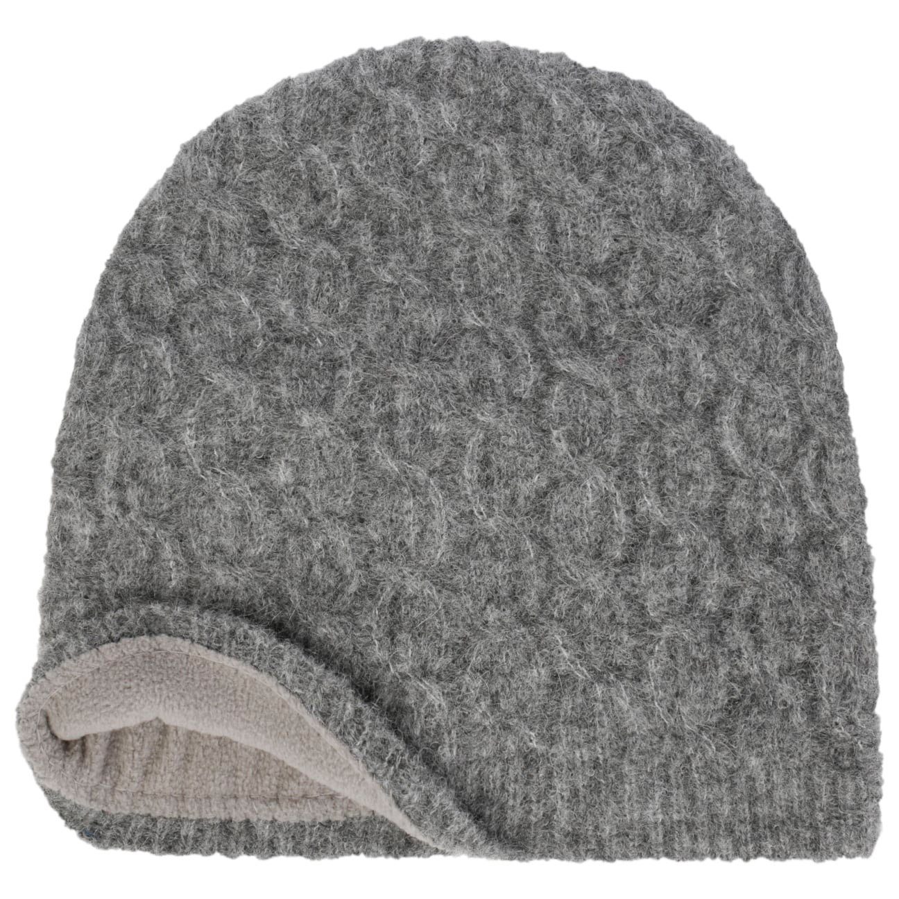 Seeberger Beanie (1-St) Wollmütze grau mit Futter