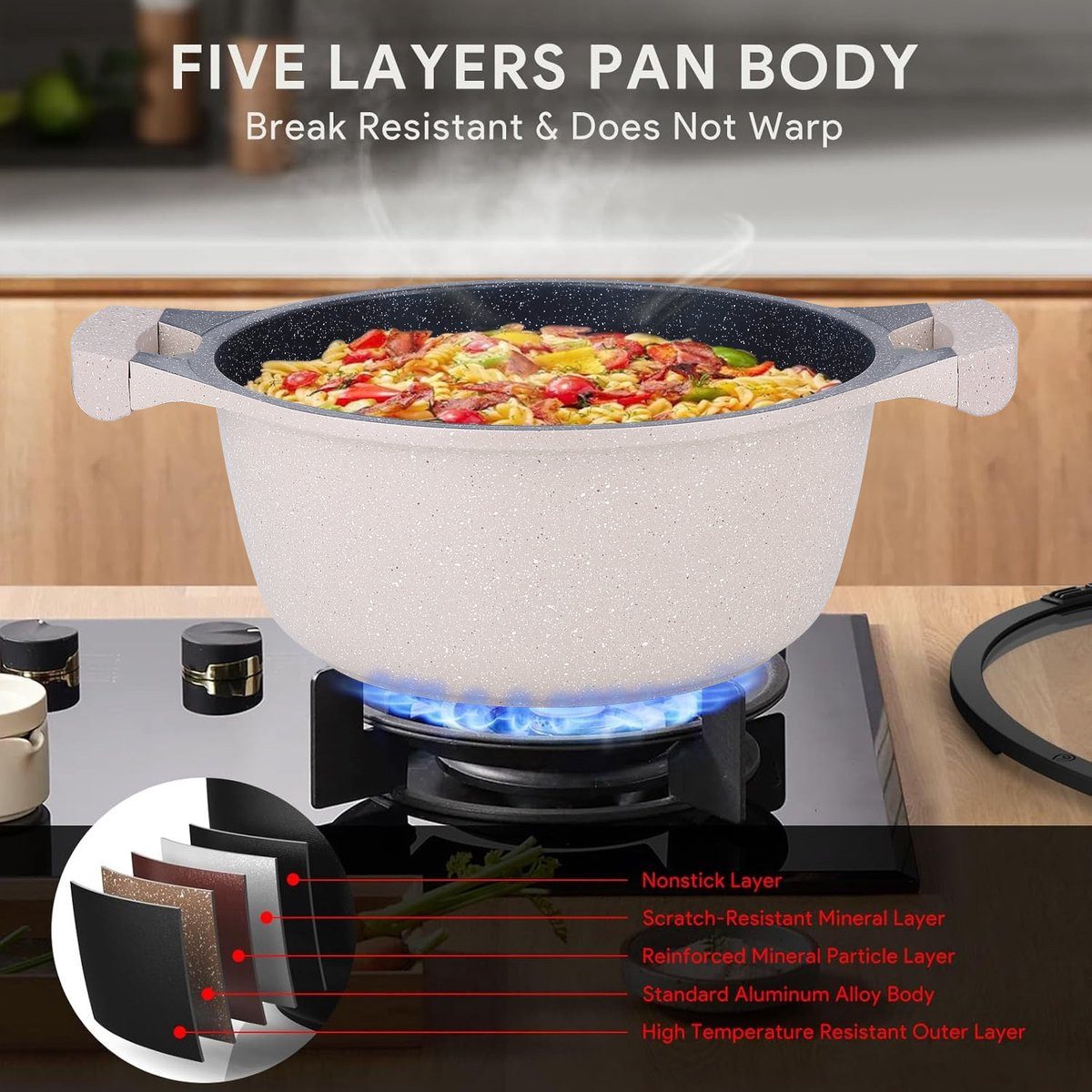 Royalty Line Topf-Set Kochtopf Kasserolle Bratpfannen Set 13-tlg Royalty Line RL-BS1010CBE, Material: Aluminium, Glas (Set aus 4 Töpfen mit Glasdeckeln, 2 Bratpfannen und 3 Küchenhelfern)