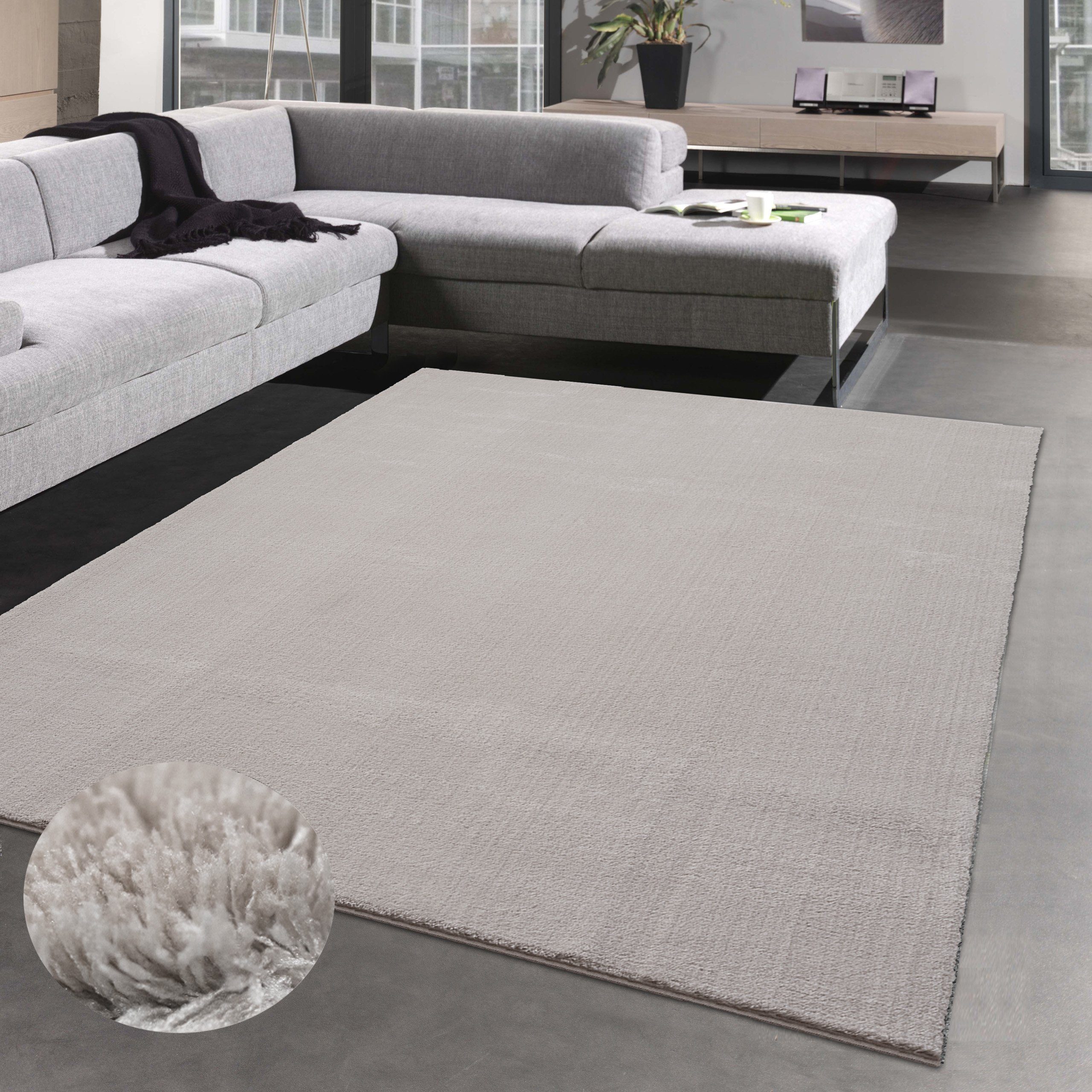 Teppich Elegant-klassischer Teppich im flauschig warmen Unidesign sand, Carpetia, rechteckig, Höhe: 18 mm