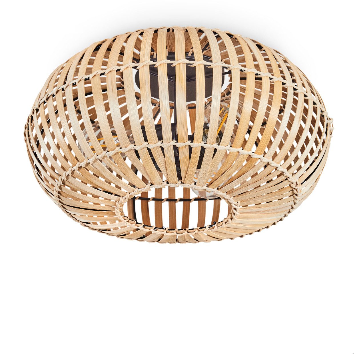 hofstein Deckenleuchte moderne Deckenlampe aus Metall/Bambus in Schwarz/Nat günstig online kaufen