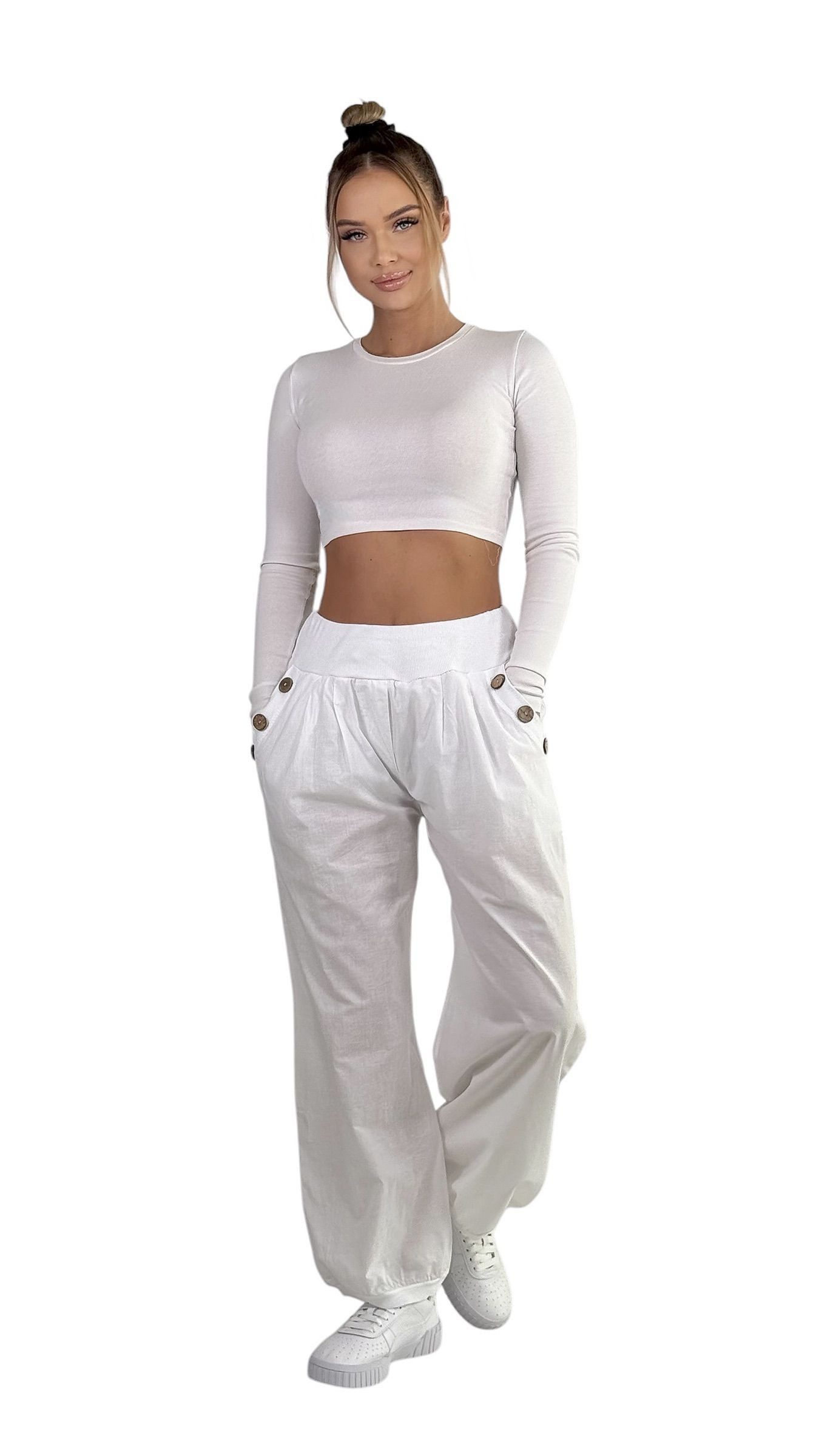 Mississhop Haremshose Damen Baumwolle Aladinhose Unifarbe Hose Sommerhose M.297