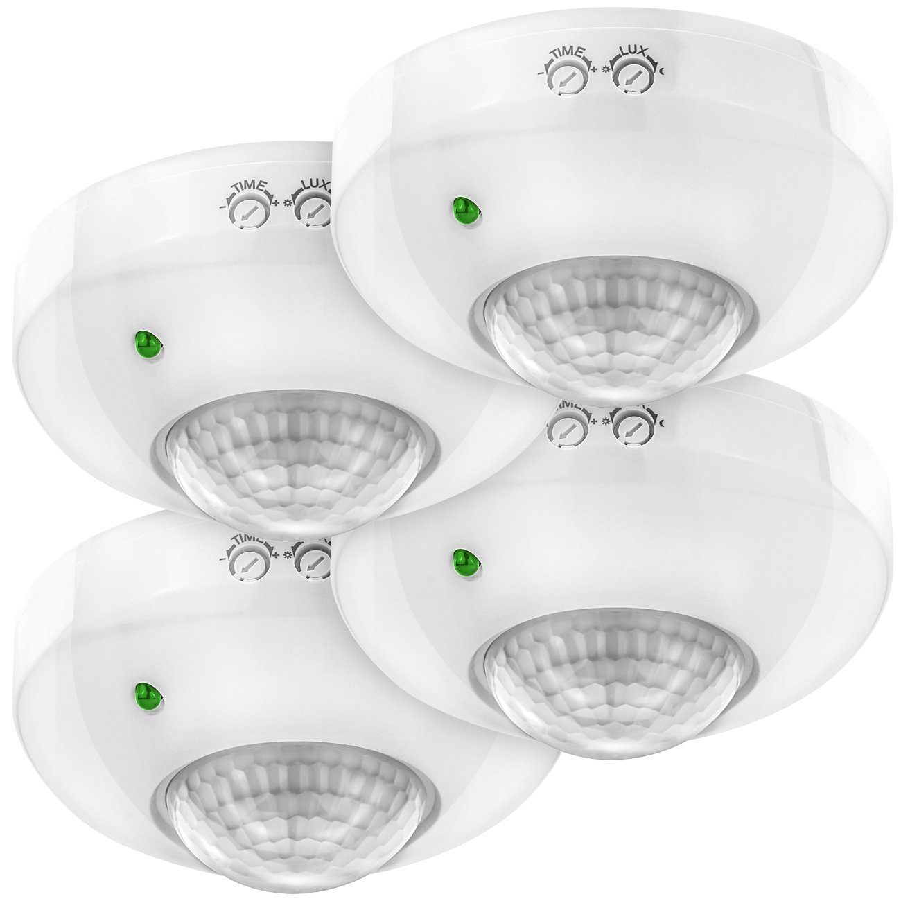 deleyCON Bewegungsmelder deleyCON 4x Infrarot Decken Bewegungsmelder Aufputz - IP20 - 360° bis