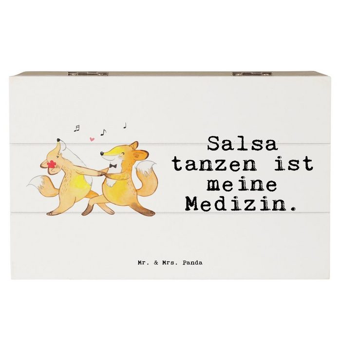 Mr. & Mrs. Panda Dekokiste Füchse Salsa tanzen Medizin - Weiß - Geschenk Holzkiste Sport Tanz (1 St)