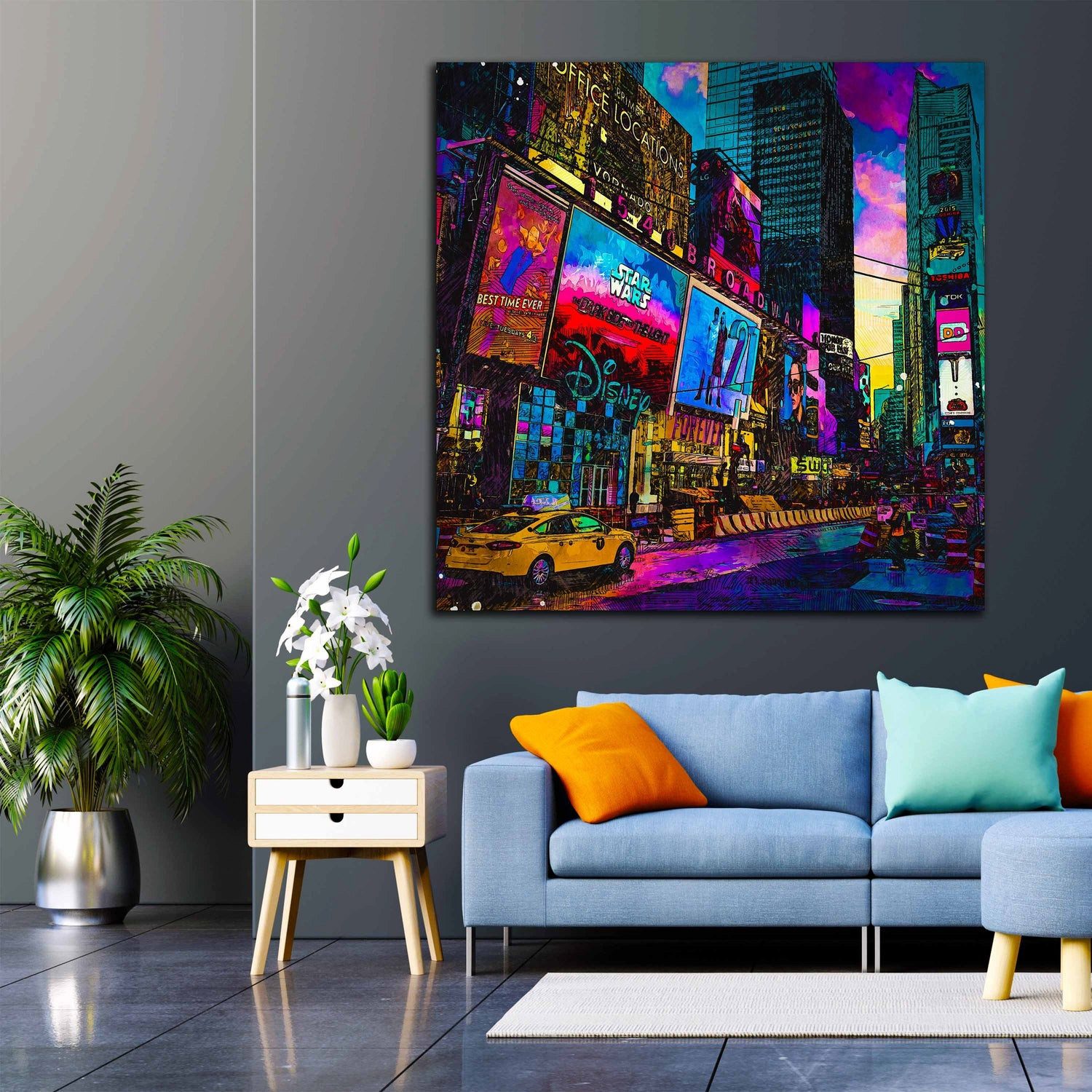 Artedinoi Leinwandbild New York Times Square Taxi Pop Art Leinwandbild Wandbild XL, New York City