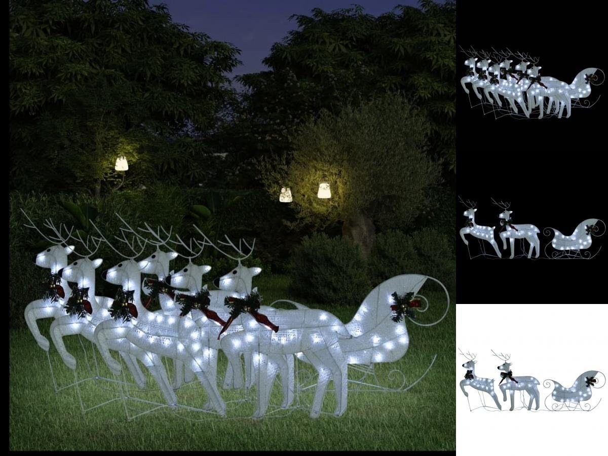 vidaXL Dekolicht Weihnachtsdekoration Rentiere Schlitten 140 LEDs Outdoor Weiß