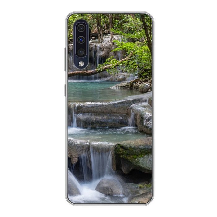 MuchoWow Handyhülle Wasserfälle im Erawan Asian National Park Handyhülle Samsung Galaxy A30s Smartphone-Bumper Print Handy