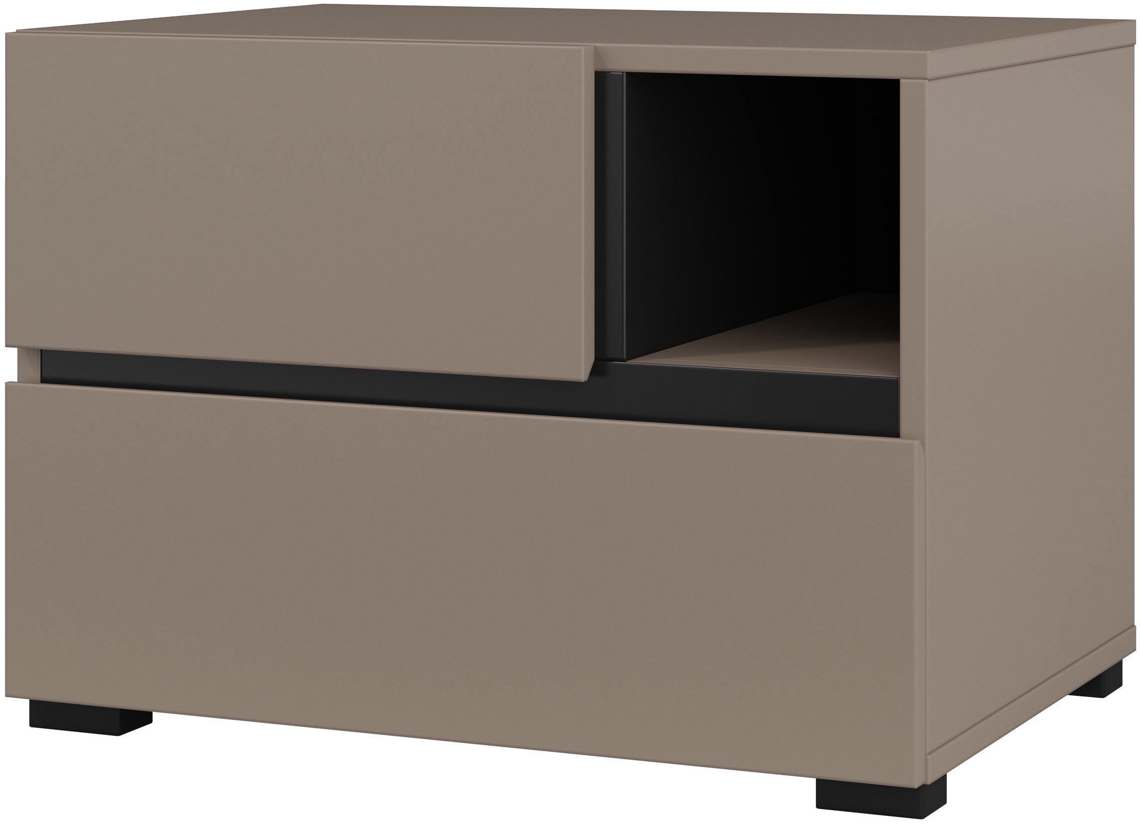 OTTO home Nachtkommode Cross, moderner griffloser Nachtschrank, Nachttisch, Nachtkonsole mit 2 Schubladen