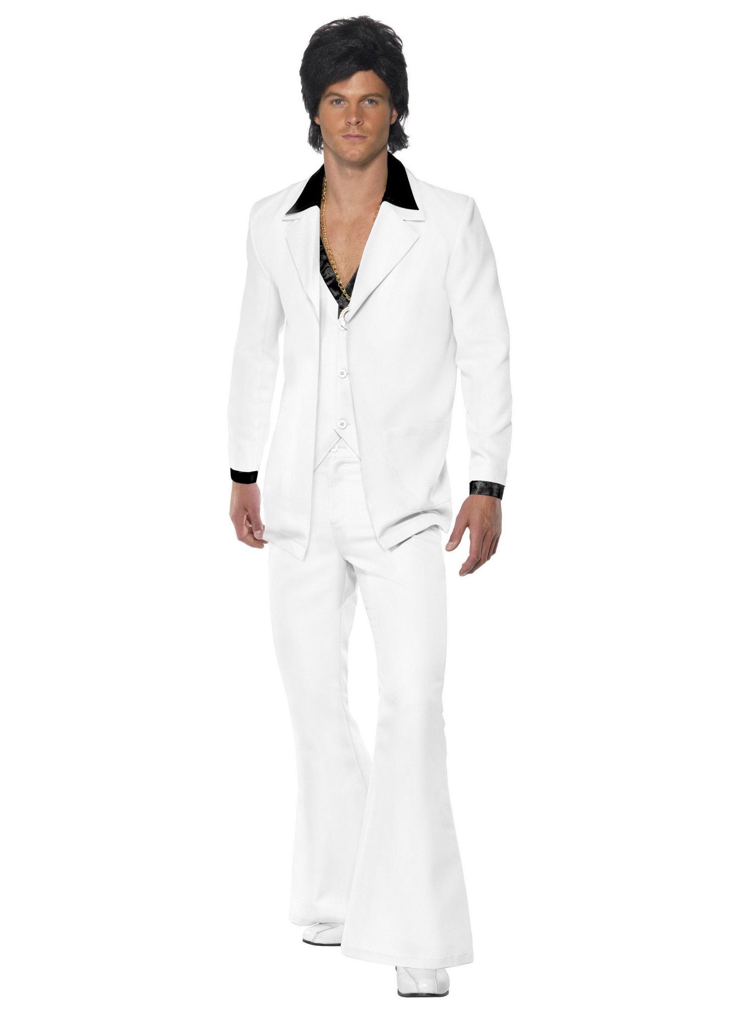 Smiffys Kostüm 70er Jahre Disco Checker Kostüm weiß, The 70s are staying alive!