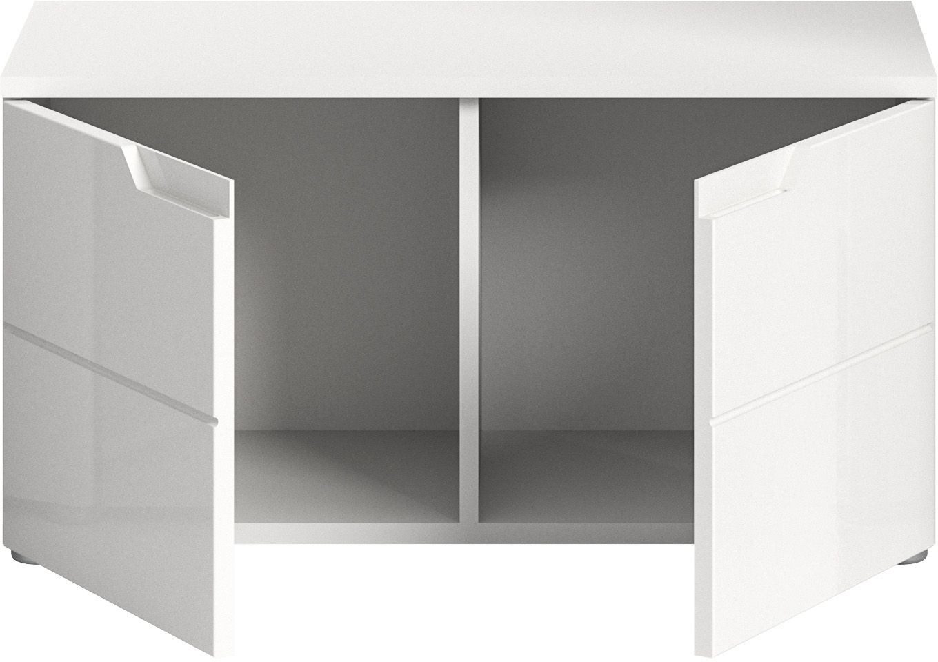 xonox.home Schuhbank, Weiß Hochglanz Softclose Melamin Modern 80x43x37 cm
