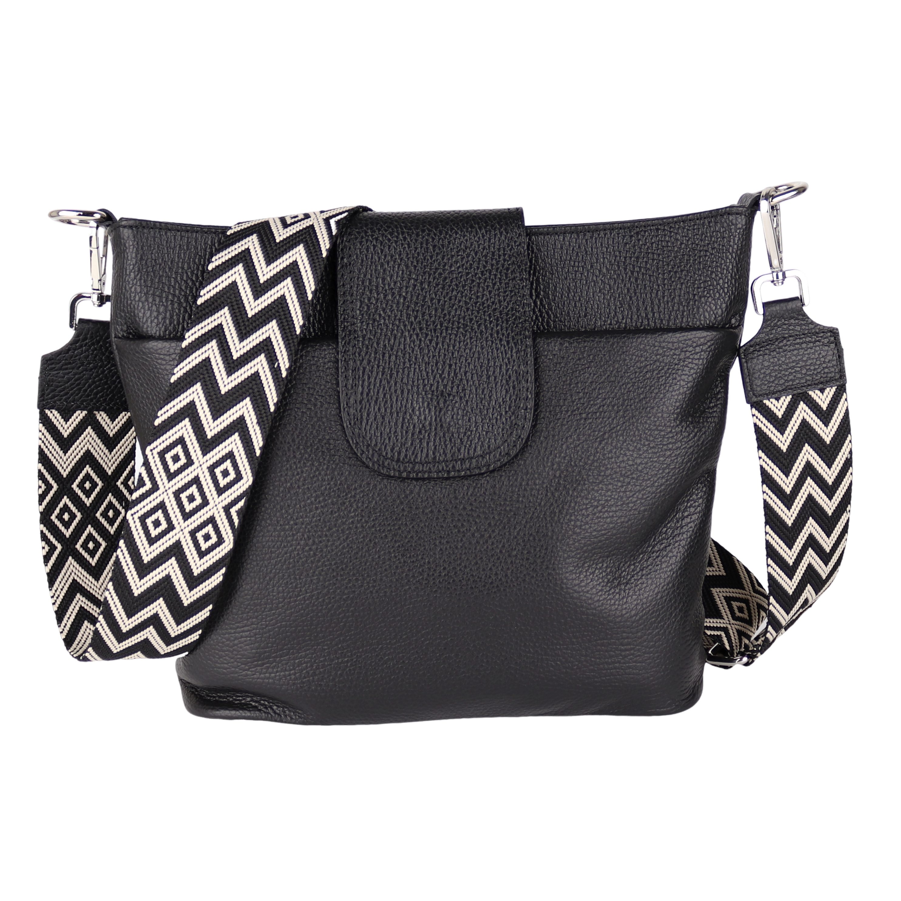 MIRROSI Umhängetasche Damen, Crossbody Bag, Echtleder Made in Italy (1 Tasche 2 Gurte), verstellbaren Schulterriemen), 30x24,50x9cm (BXHXT) viel Stauraum