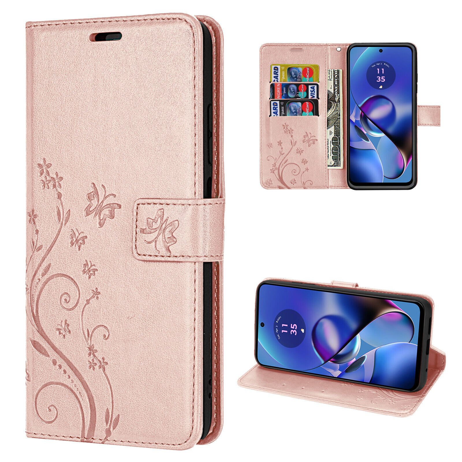 betterfon Handyhülle Handytasche für Motorola Moto G54 Klapphülle Klapphülle, Bookstyle-Hülle: Magnetverschluss 3 Kartenfächer & Standfunktion
