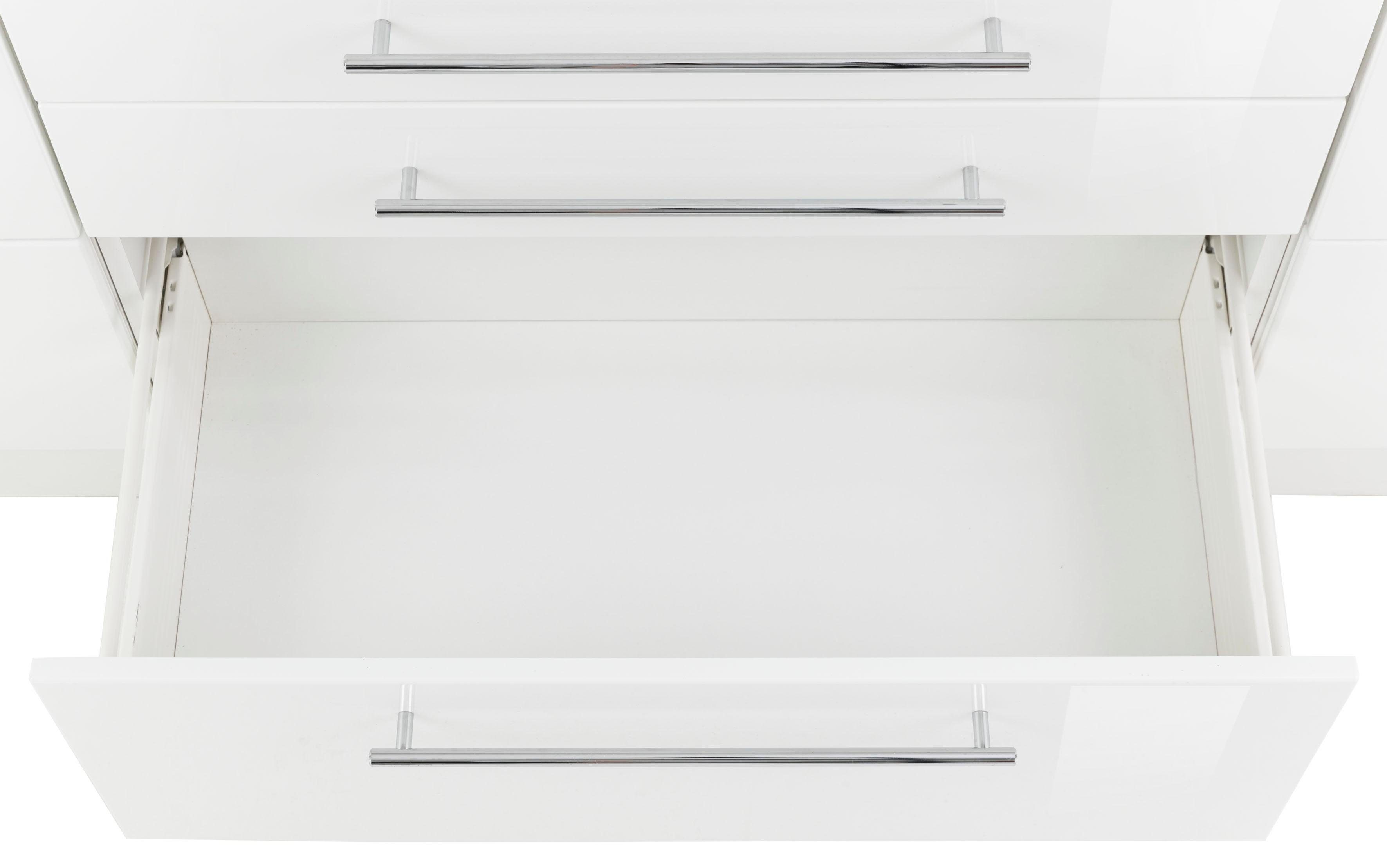 Küchenzeile 360 cm | E-Geräten, mit weiß HELD MÖBEL Breite Hochglanz Trient, weiß