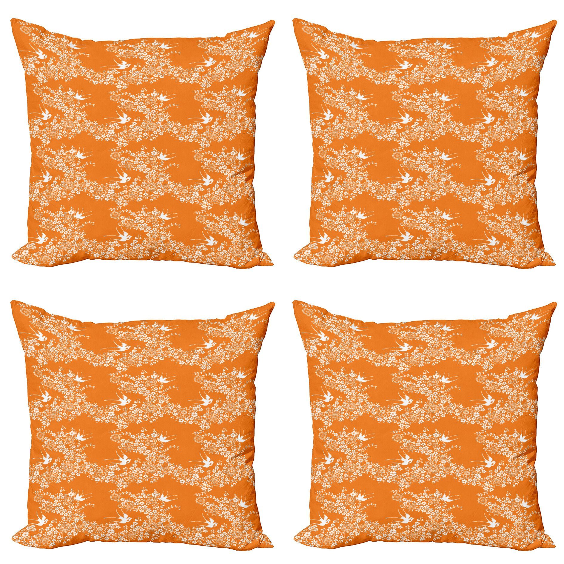 Kissenbezüge Modern Accent Doppelseitiger Digitaldruck, Abakuhaus (4 Stück), Orange Blühende Frühlings
