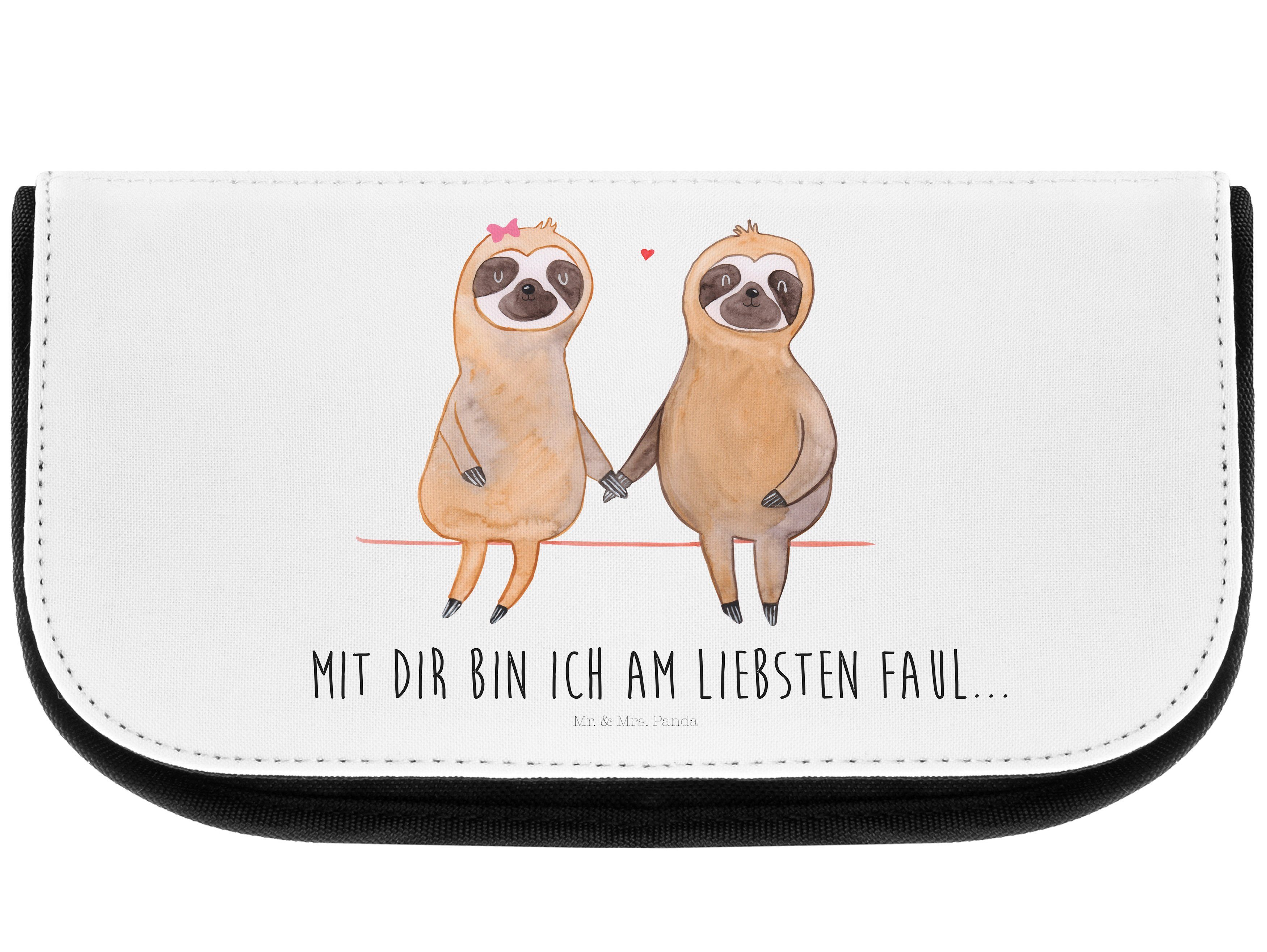 Mr. & Mrs. Panda Kosmetiktasche Faultier Pärchen - Weiß - Geschenk, Faultier Deko, Make-Up Tasche, Fa (1-tlg), Einzigartiges Design