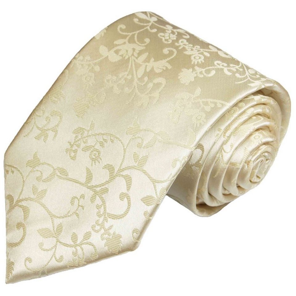 Schlips Herren 100% Paul Bräutigam Schmal Hochzeitskrawatte ivory Krawatte (6cm), Malone Hochzeit 930 floral Seide