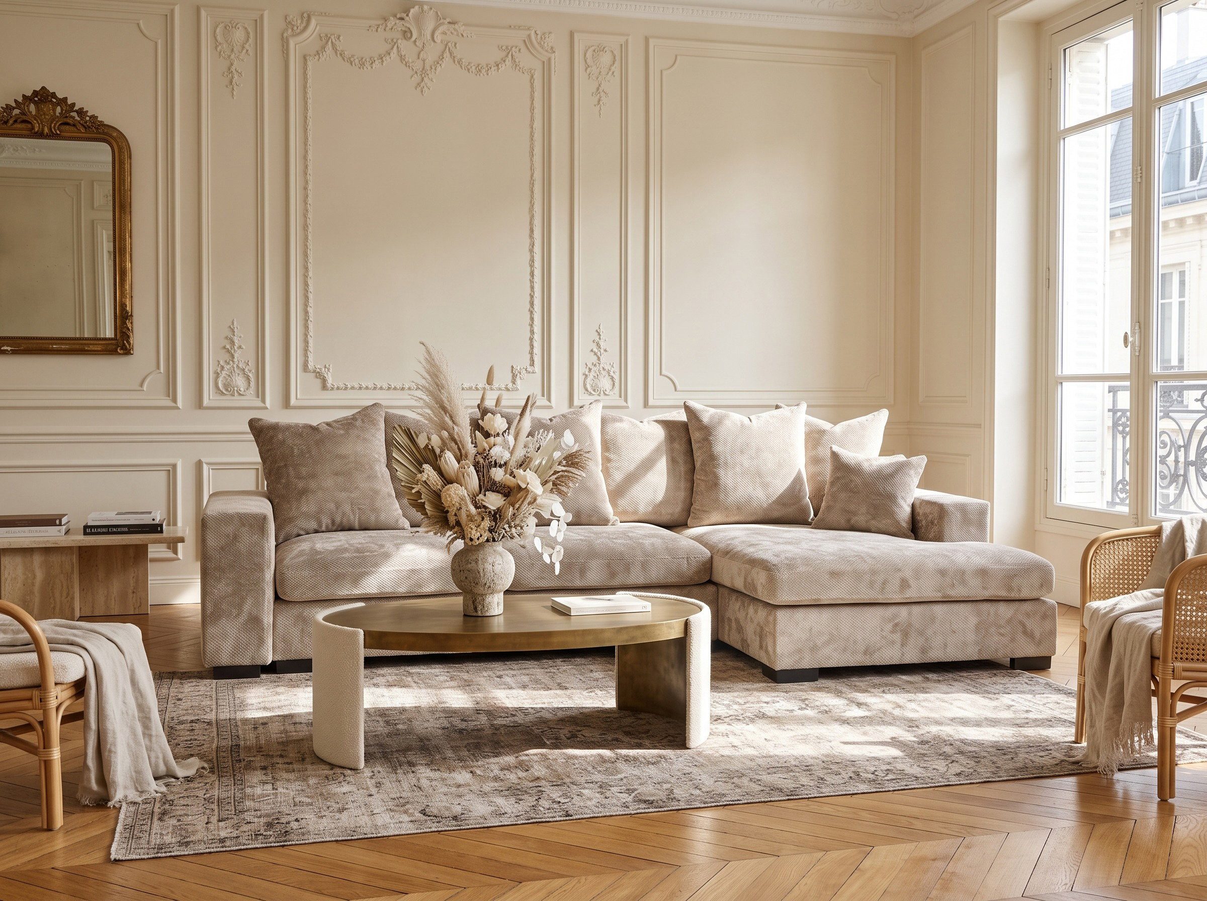 WFL GROUP Ecksofa Dahlia Chenille 3-Sitzer in L-Form mit Schlaffunktion und Bettkasten, Schlafsofa 285 x 155 cm mit 6 Rückenkissen & 2 Dekokissen, Links oder Recht, Hergestellt in der EU