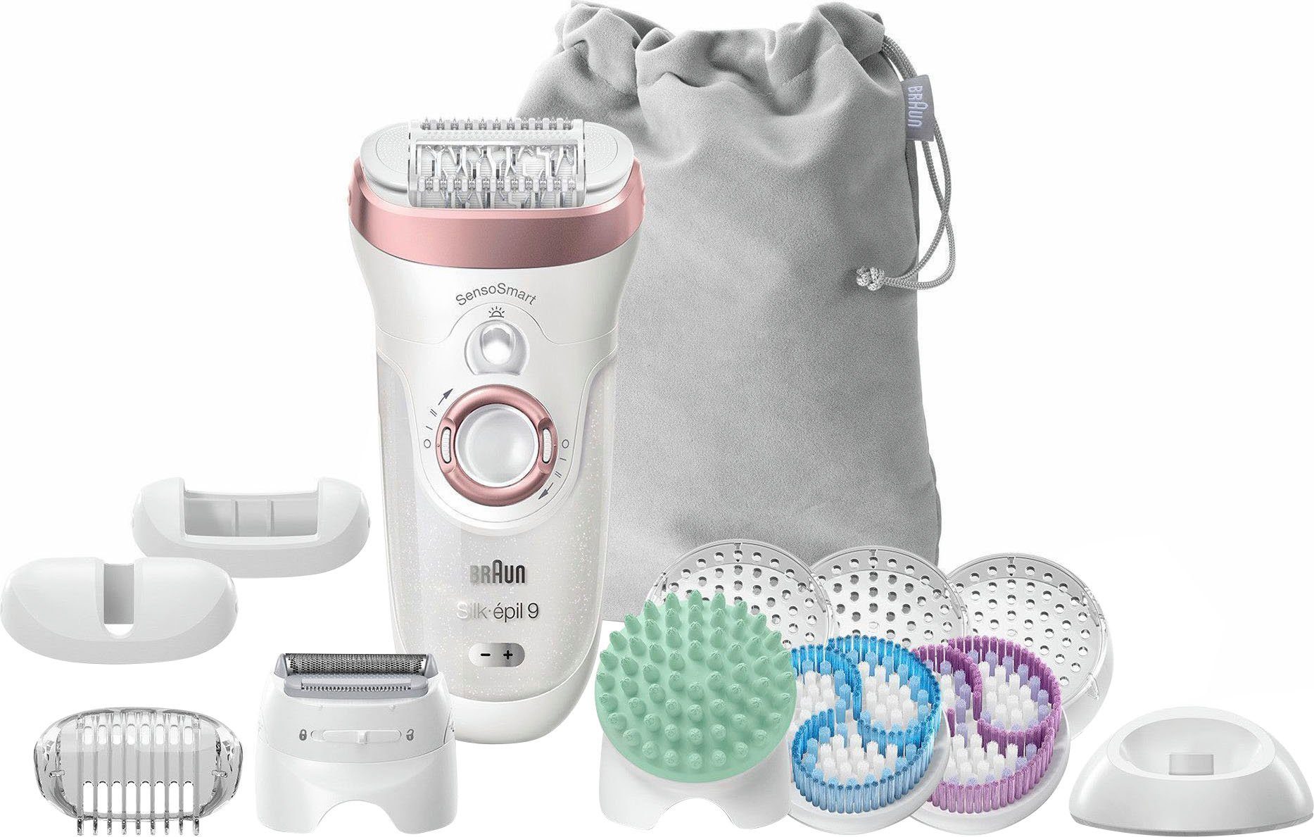 Braun Epilierer Silk-épil 9 9-990 Dry-Epilation Wet Aufsätze: Micro-Grip-Pinzetten-Technologie, & 13 SkinSpa, kabellose St