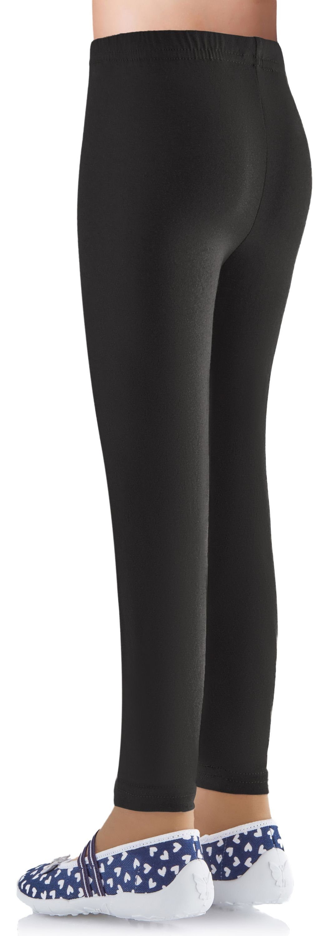 Schwarz13 Baumwolle Mädchen Leggings LAMA03 Bund (1-tlg) Leggings aus Ladeheid elastischer