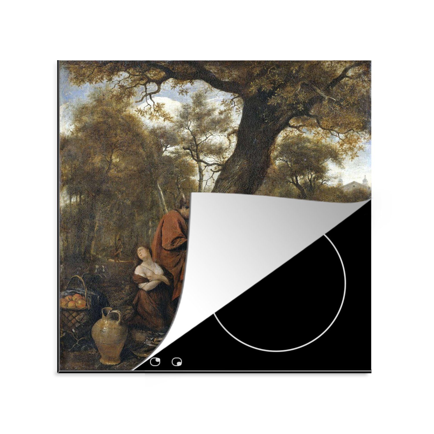 MuchoWow Herdblende-/Abdeckplatte Erysichthon verkauft seine Tochter Mestra - Jan Steen, Vinyl, (1 tlg), 78x78 cm, Ceranfeldabdeckung, Arbeitsplatte für küche