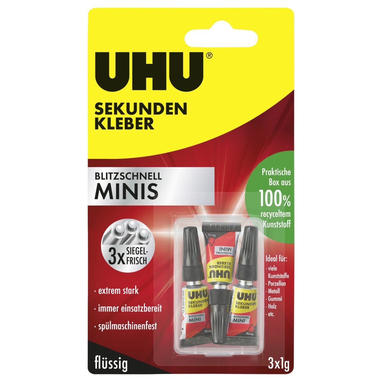 UHU Bastelkleber UHU Sekundenkleber blitzschnell Minis 3 g (3 x 1