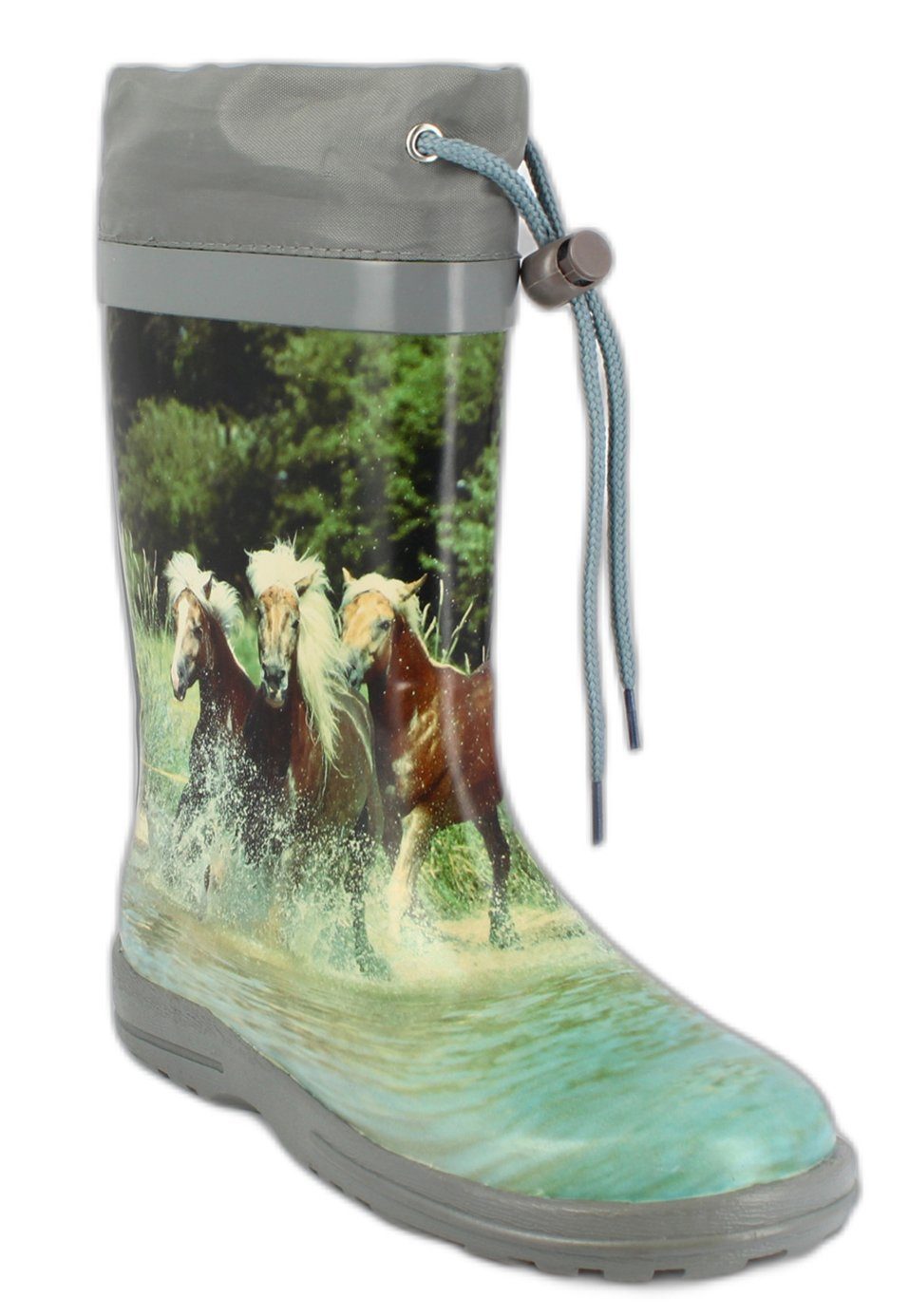 Beck Gummistiefel Pferde Gummistiefel (wasserdichter, robuster, schmaler Stiefel, für trockene Füße bei Regen und im Pferdestall) herausnehmbare Innensohle, wei – Bild 3 von 5