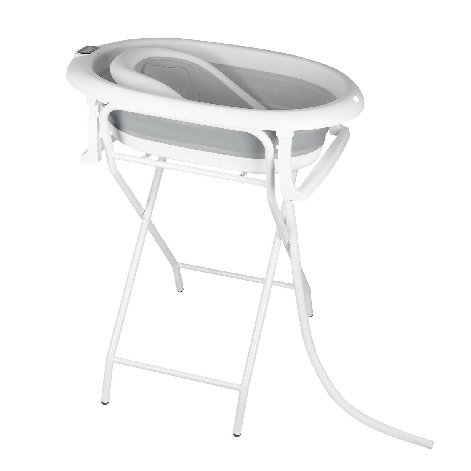 JEOBEST Babybadewanne Baby Badewanne mit Gestell, Faltbare Badewanne mit Temperatursensor, (Baby Pflegeset für Neugeborene mit Badewannenablage) Abflussschlauch