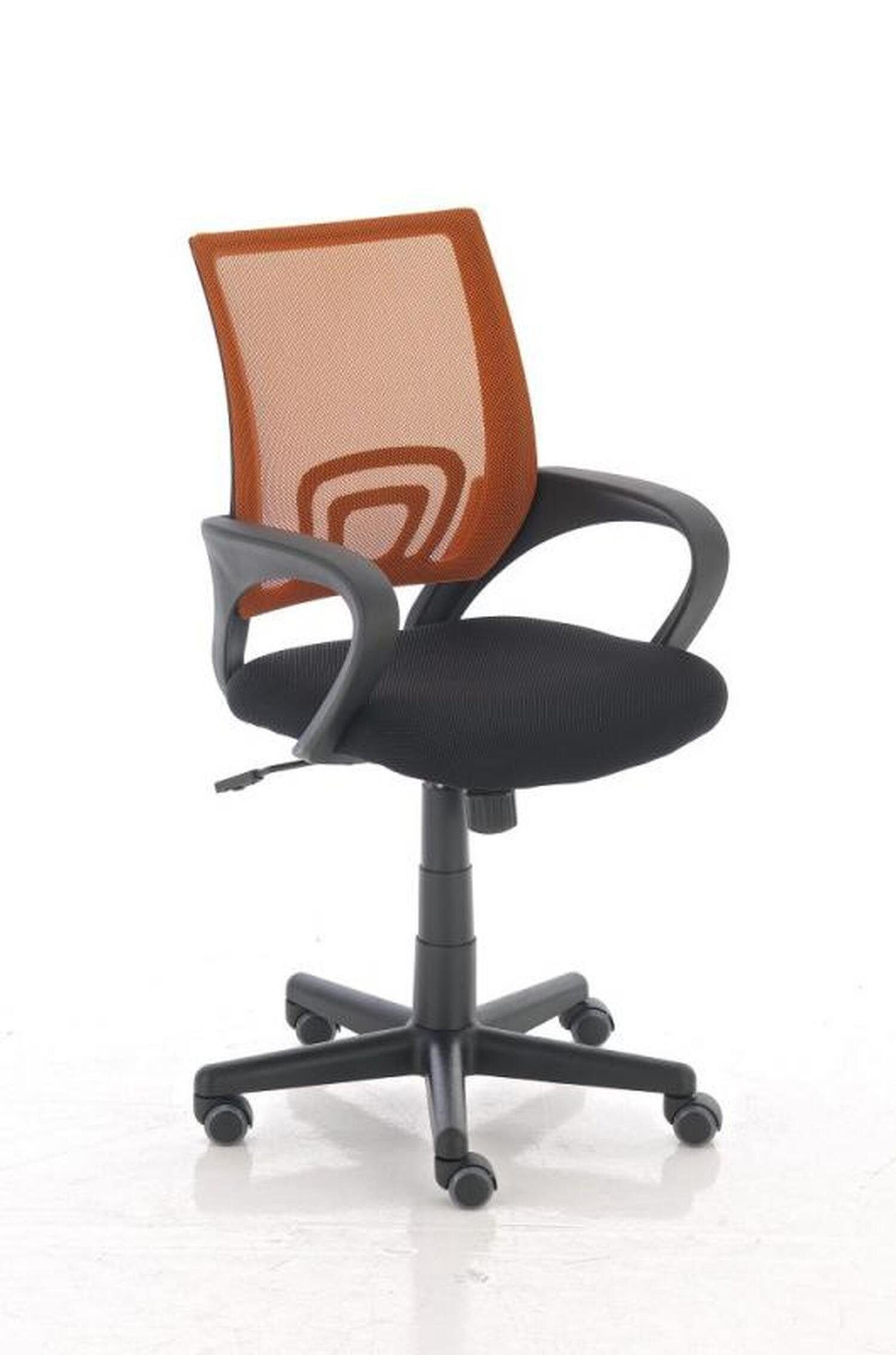 TPFLiving Bürostuhl Genf mit bequemer Rückenlehne - höhenverstellbar und 360° drehbar (Schreibtischstuhl, Drehstuhl, Chefsessel, Bürostuhl XXL), Gestell: Kunststoff schwarz - Sitzfläche: Microfaser orange