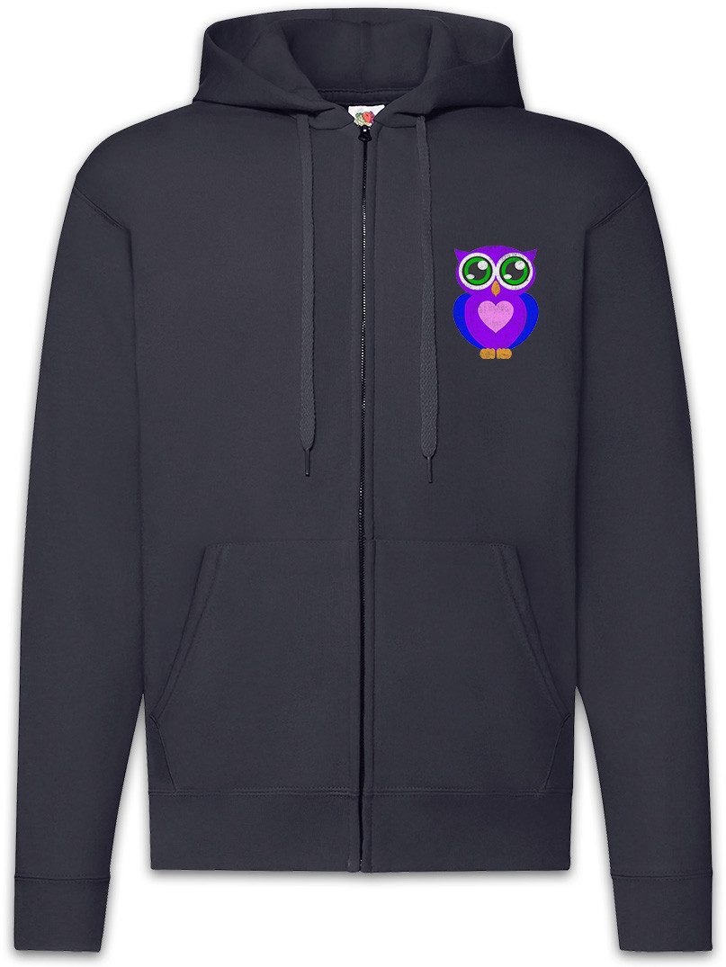 Sweatjacke Comic Owl Zipper Hoodie Eule Cartoon Cute Hipster Indie Electro Tattoo