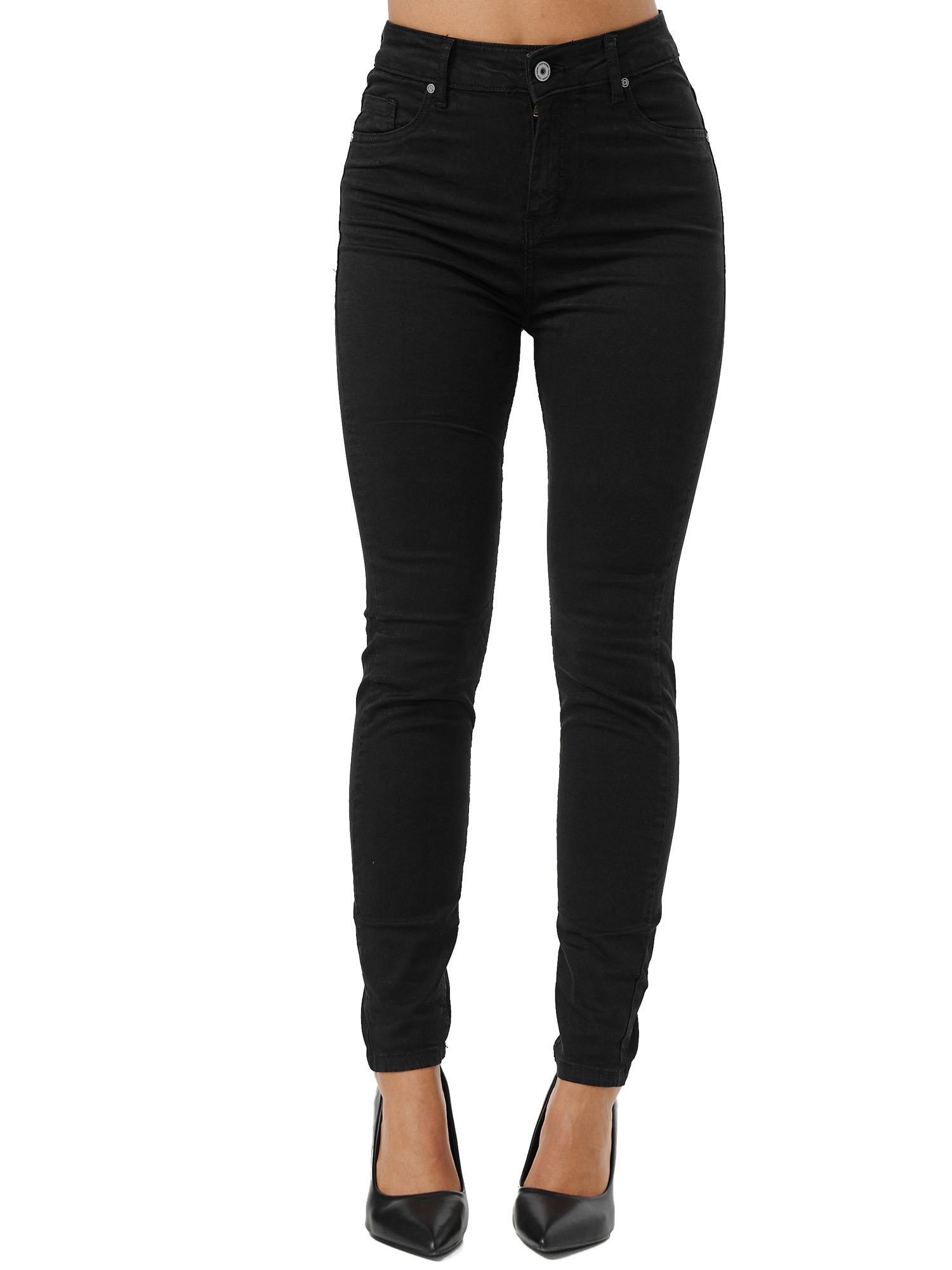 Tazzio Skinny-fit-Jeans F103 Damen High Rise Jeanshose schwarz