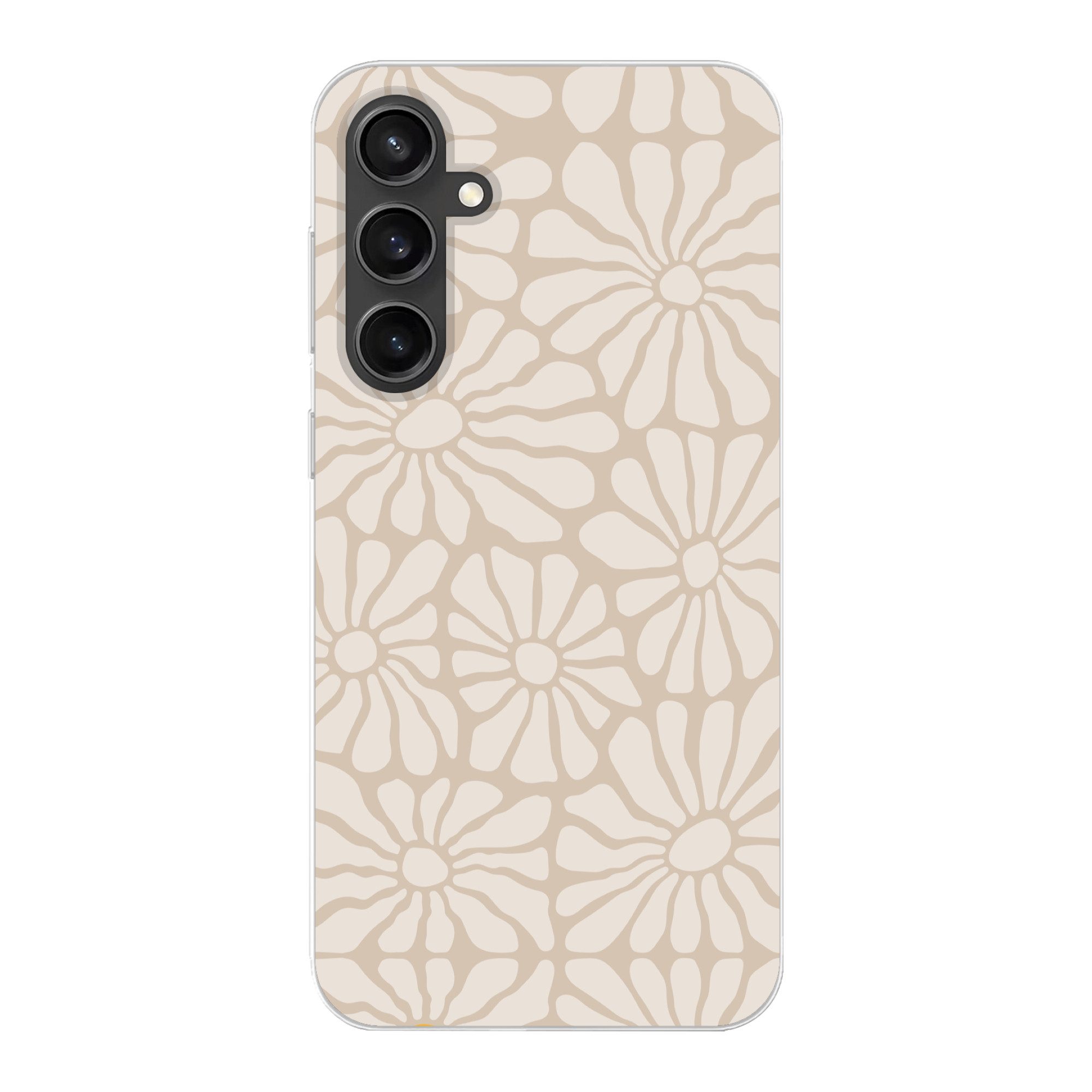 MuchoWow Handyhülle für Samsung Galaxy S23 FE Floral - Druck - Beige - Braun - Minimalisti