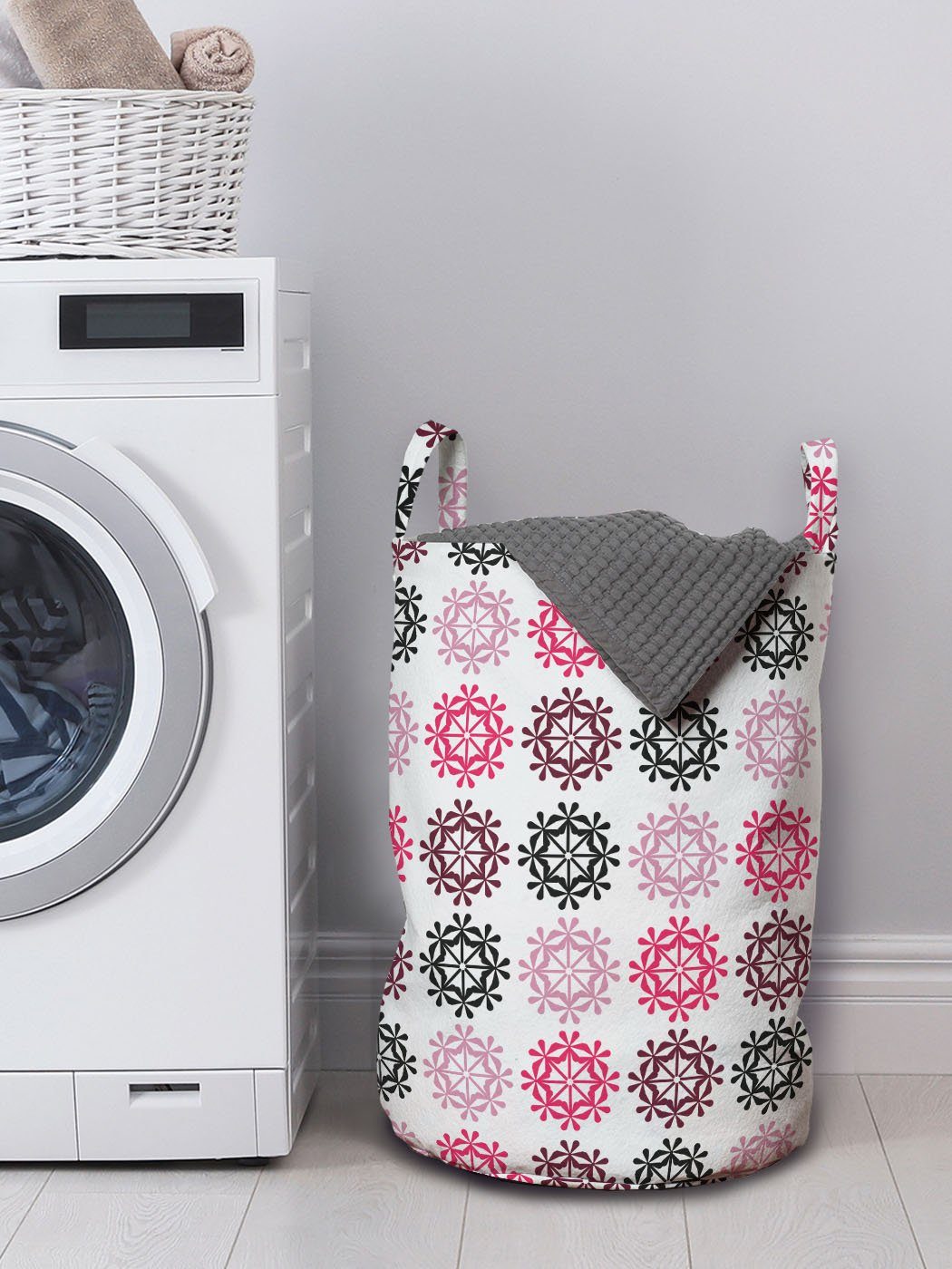Floral Moderne Kordelzugverschluss Wäschekorb Wäschesäckchen Abakuhaus Simplistic Griffen Waschsalons, mit Abstrakt für