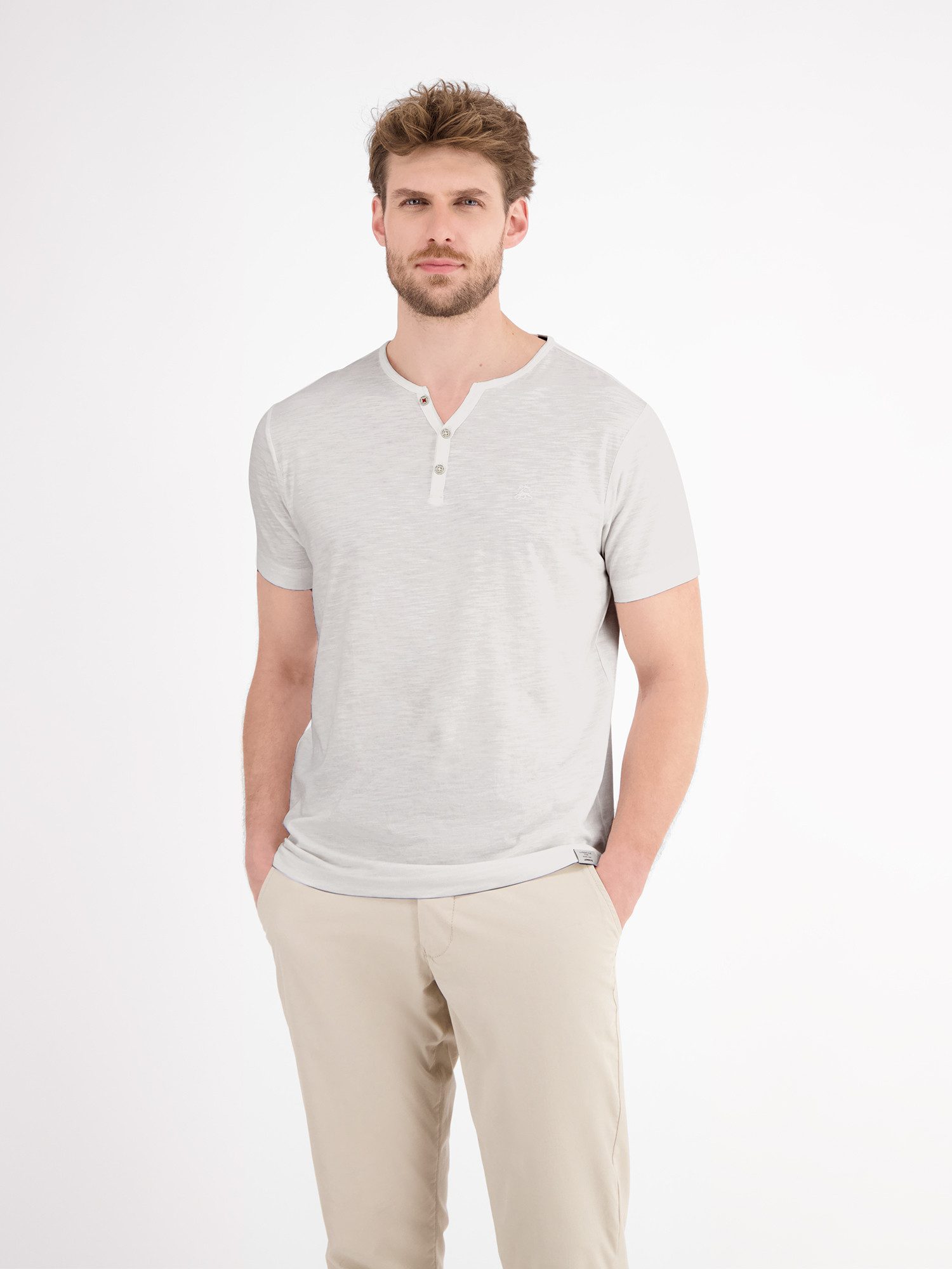 LERROS Henleyshirt LERROS Serafino-Shirt in unifarbener günstig online kaufen