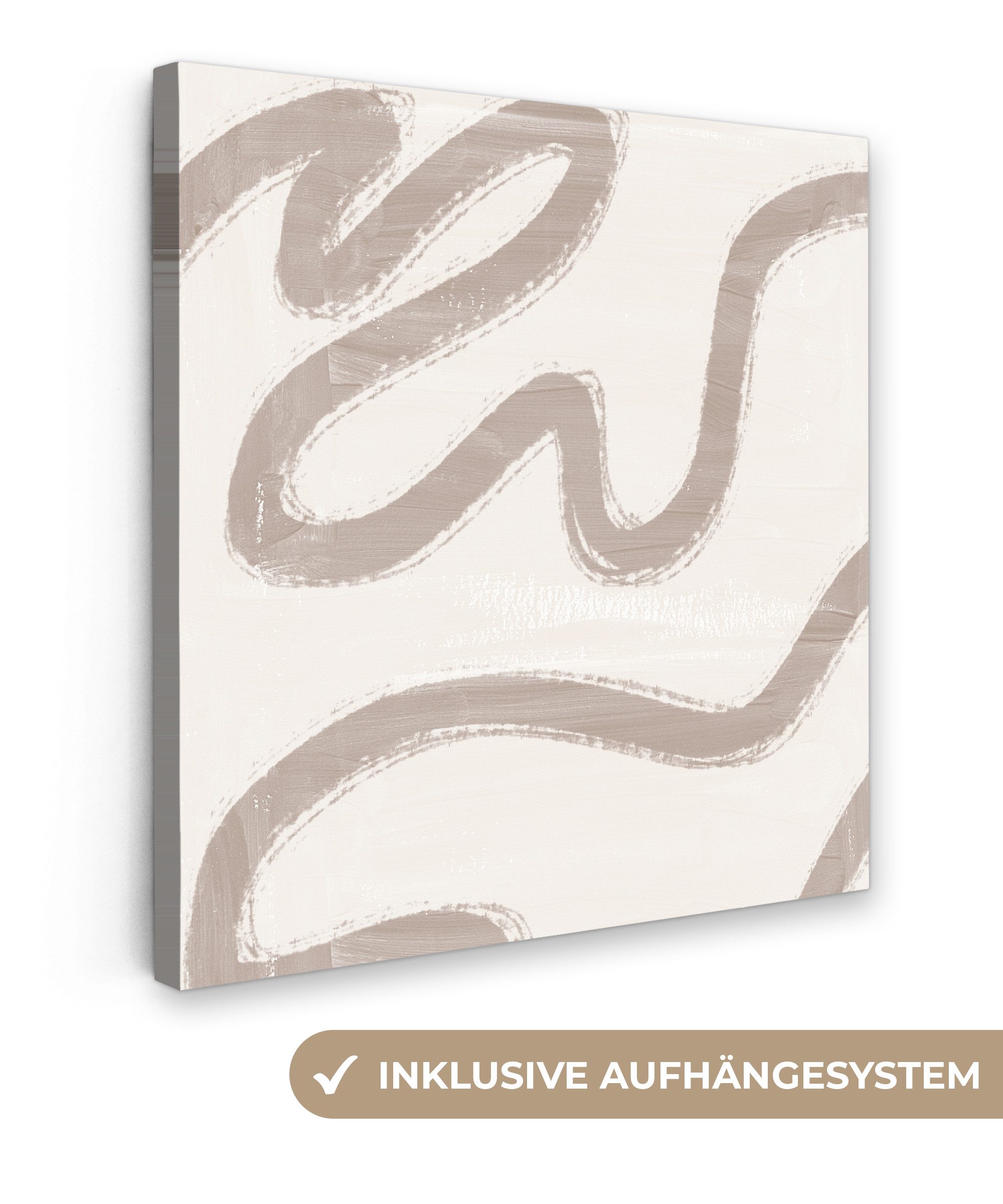 OneMillionCanvasses® Leinwandbild Abstrakt - Moderne Kunst - Beige, Fotodruck (1 St), Wandbild, Deko Schlafzimmer Wohnzimmer Flur 20x20 cm