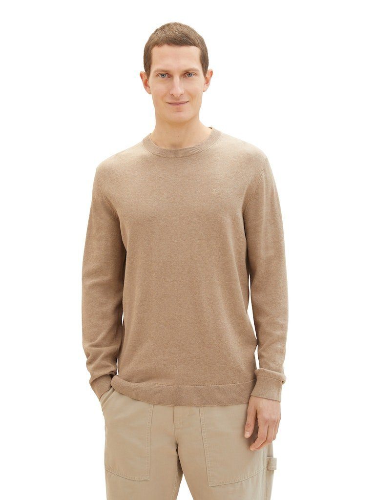 TOM TAILOR Rundhalspullover mit Logostickerei günstig online kaufen