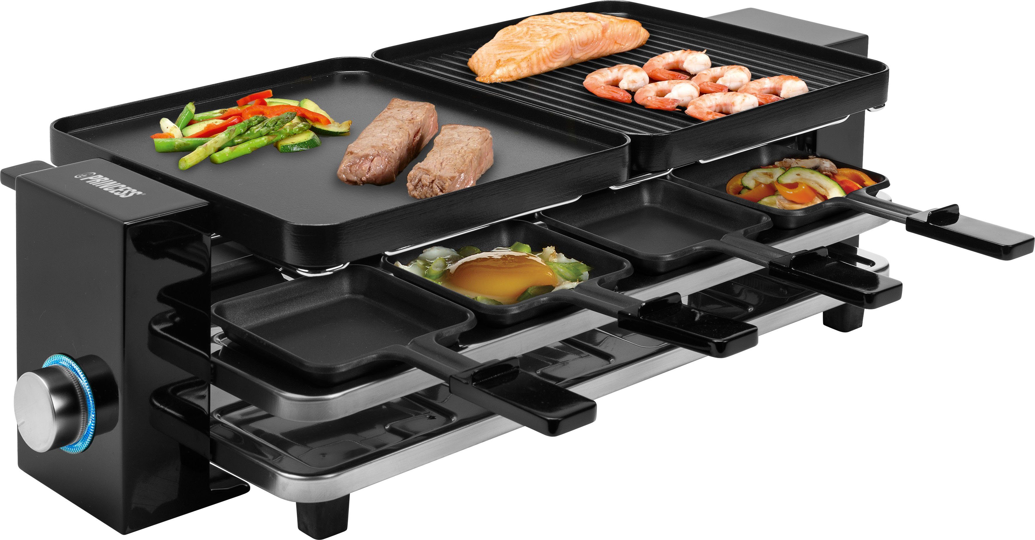 für Piano-Schwarz 8 W 162925 PRINCESS 8 8 Raclettepfännchen, Personen, 1200 Raclette