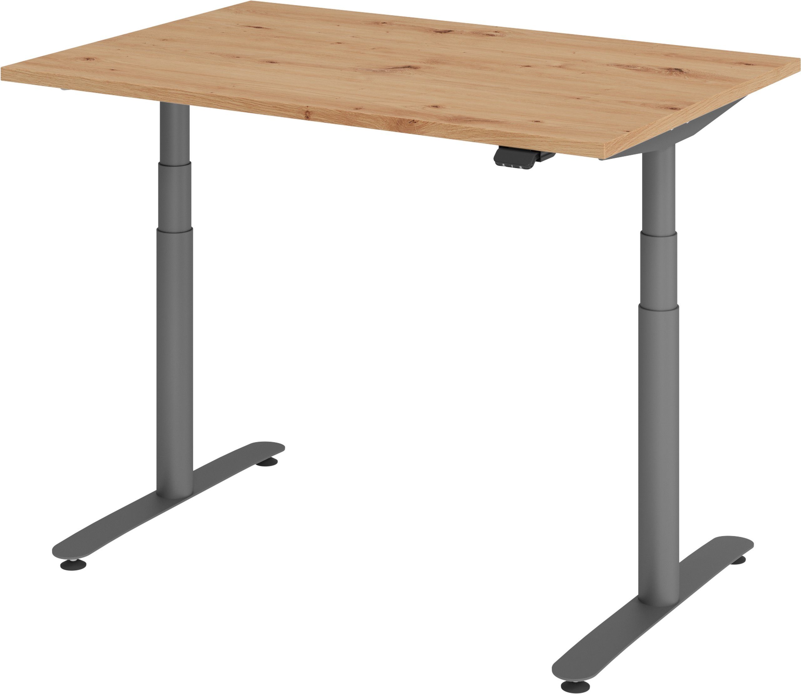 bümö Schreibtisch Schreibtisch elektrisch Bluetooth & App XDLR, Rechteck: 120 x 80 cm - Dekor: Asteiche - Gestell: Graphit | Schreibtische