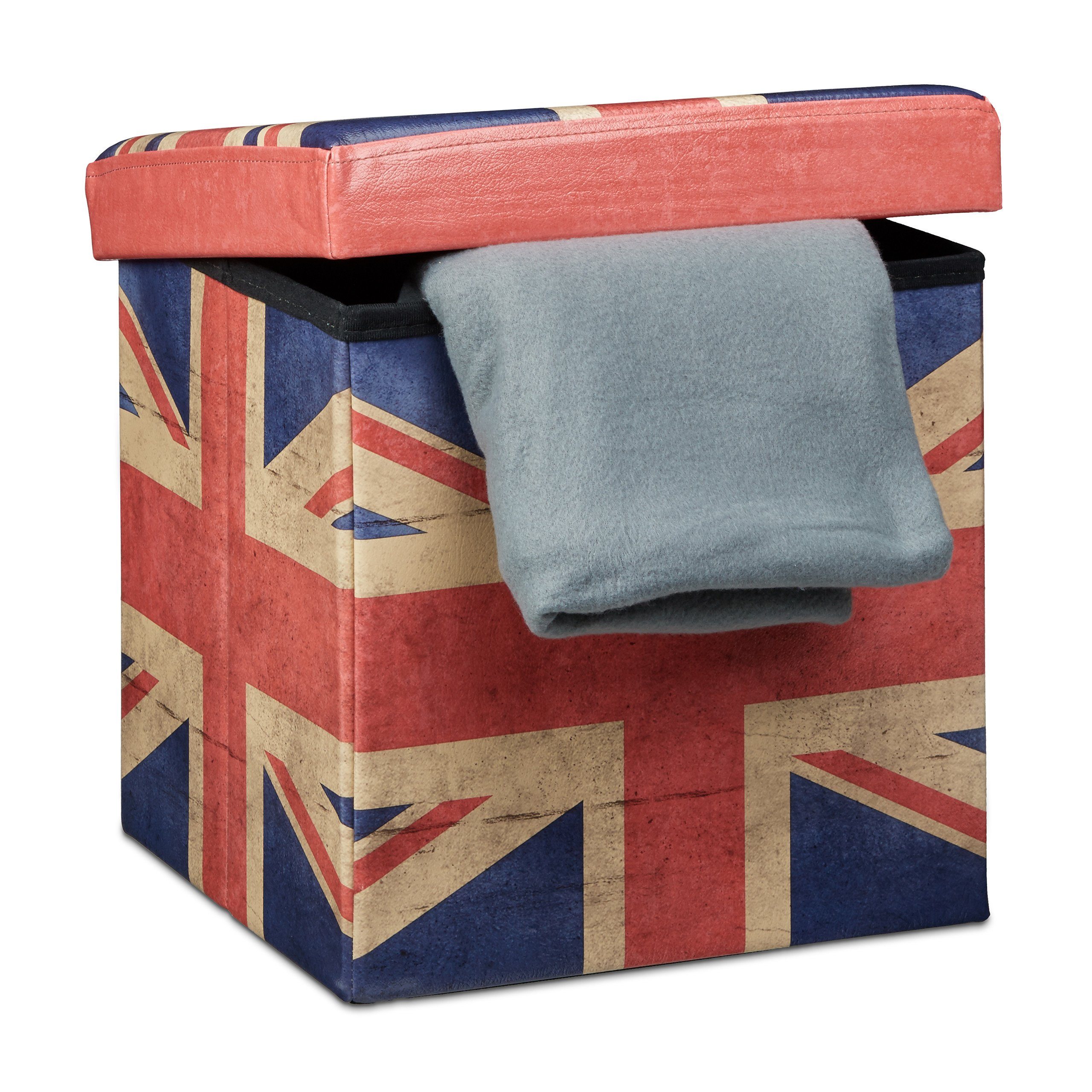 relaxdays Sitzhocker mit Stauraum Trendmotiv, UK günstig online kaufen