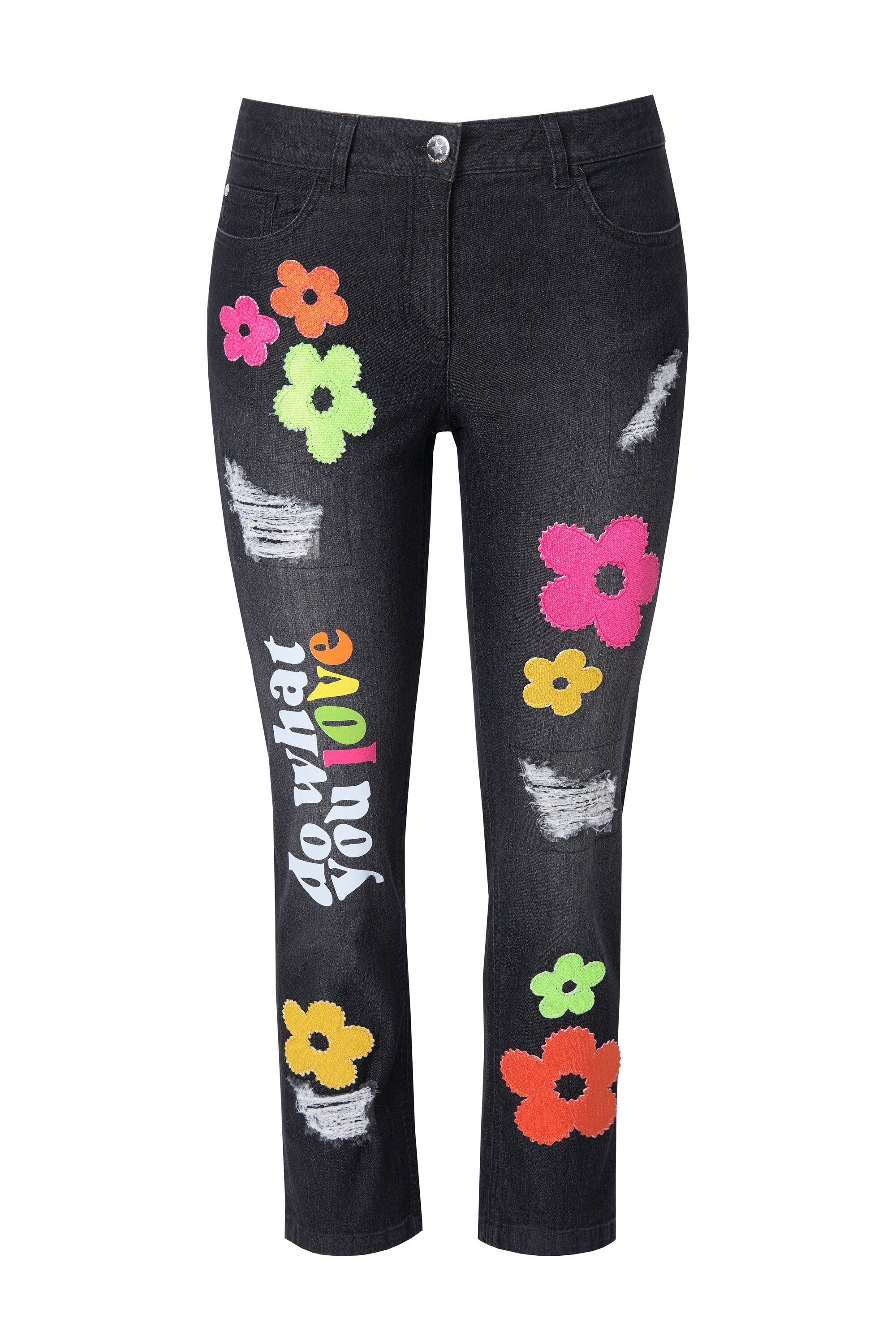 Angel of Style 5-Pocket-Jeans 7/8-Jeans Straight Fit destroyed Badges günstig online kaufen