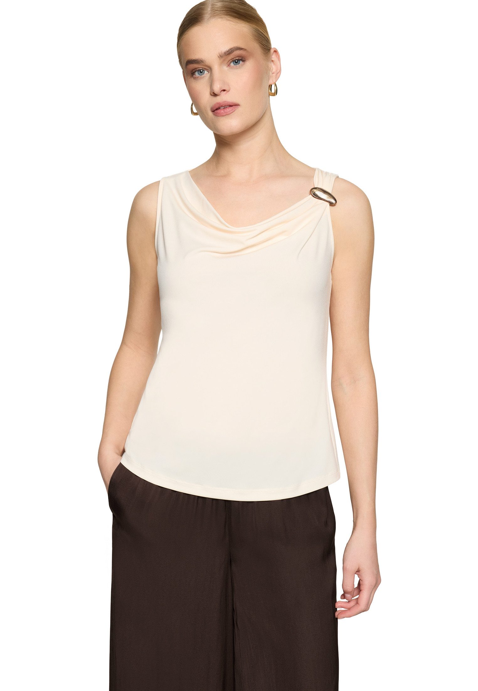 Zero T-Shirt Damen mit Wasserfallausschnitt (1-tlg) Material