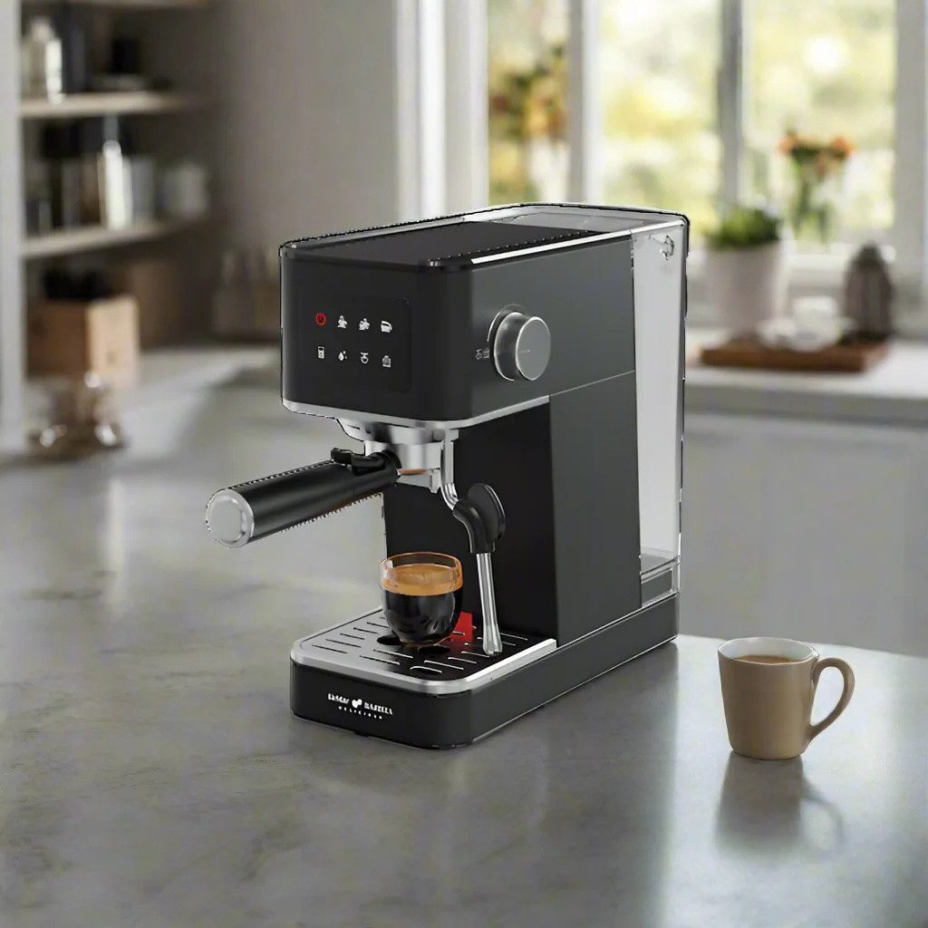 KeMar Kitchenware Espressomaschine KEM-117, Edelstahlsiebfilter, Touch Display, 20 Bar, 1,7 Liter Wassertank, schlankes Design